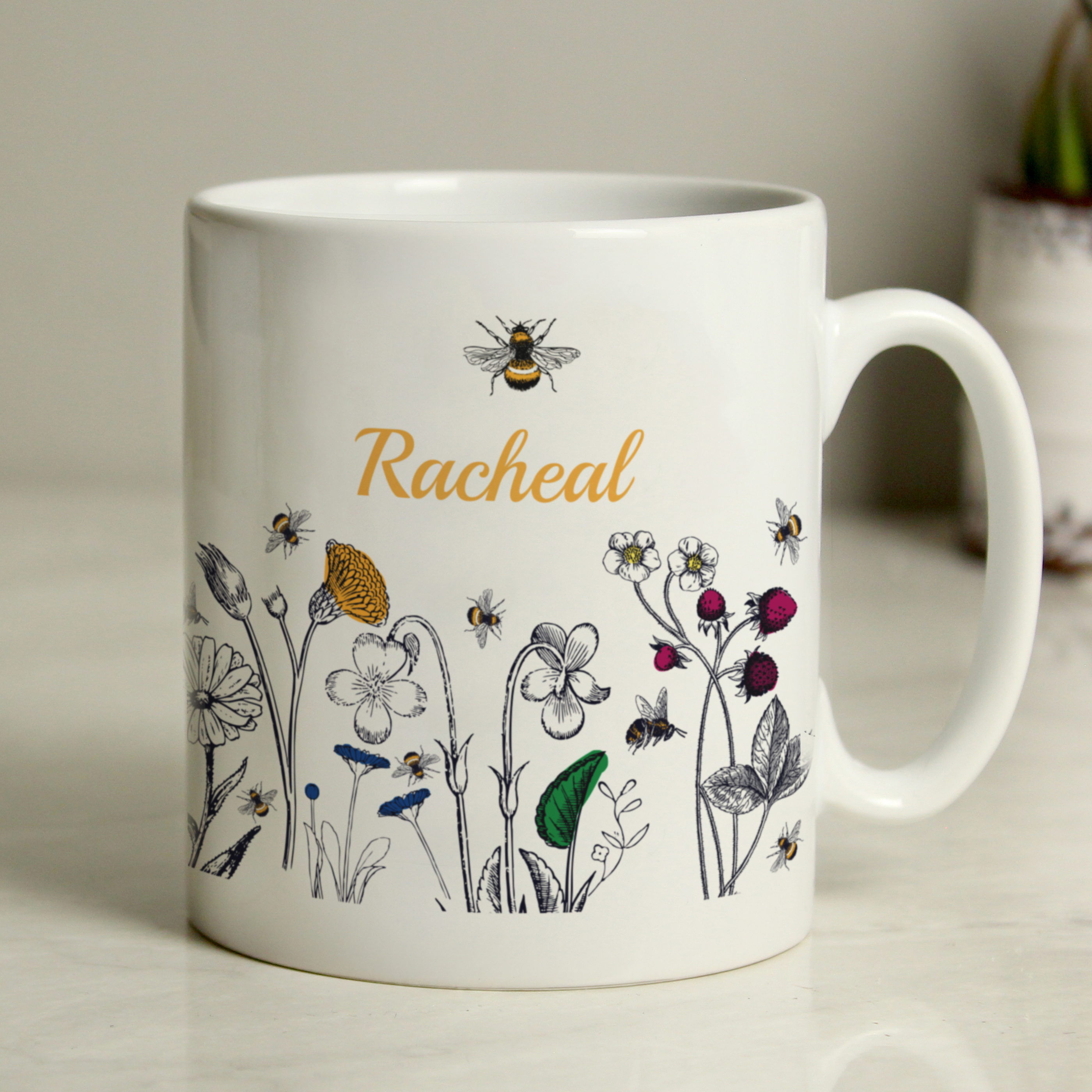 Personalised Wild Flower Mug - Custom Ceramic Gift