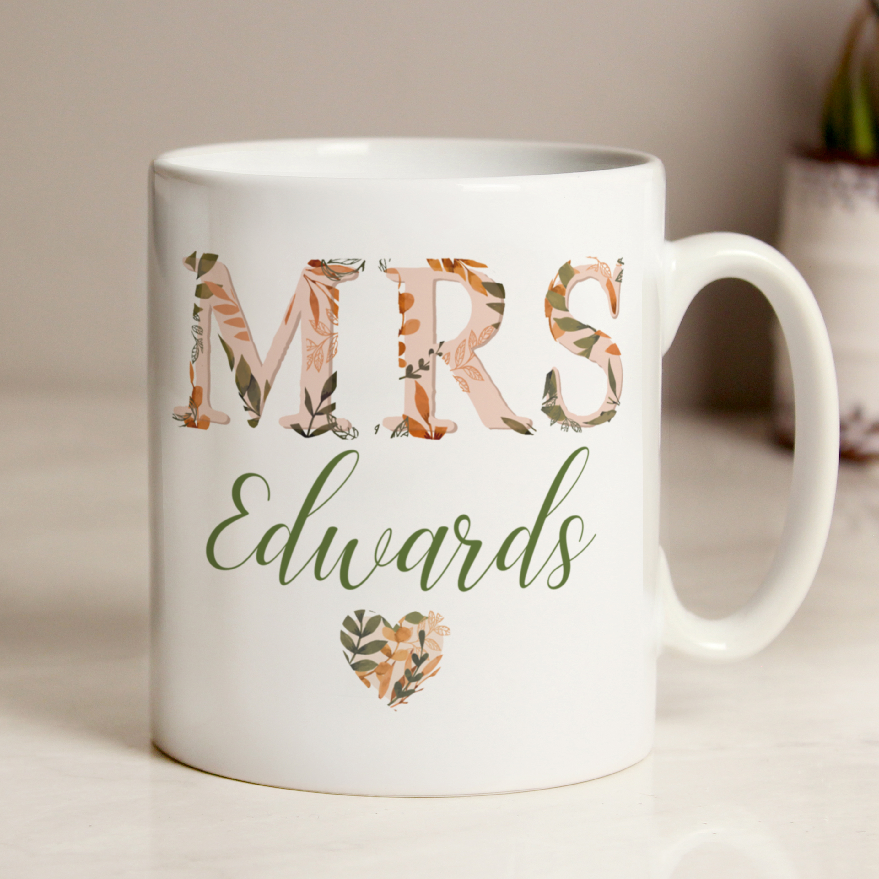 Personalised Mrs Autumnal Mug - Perfect Wedding Gift