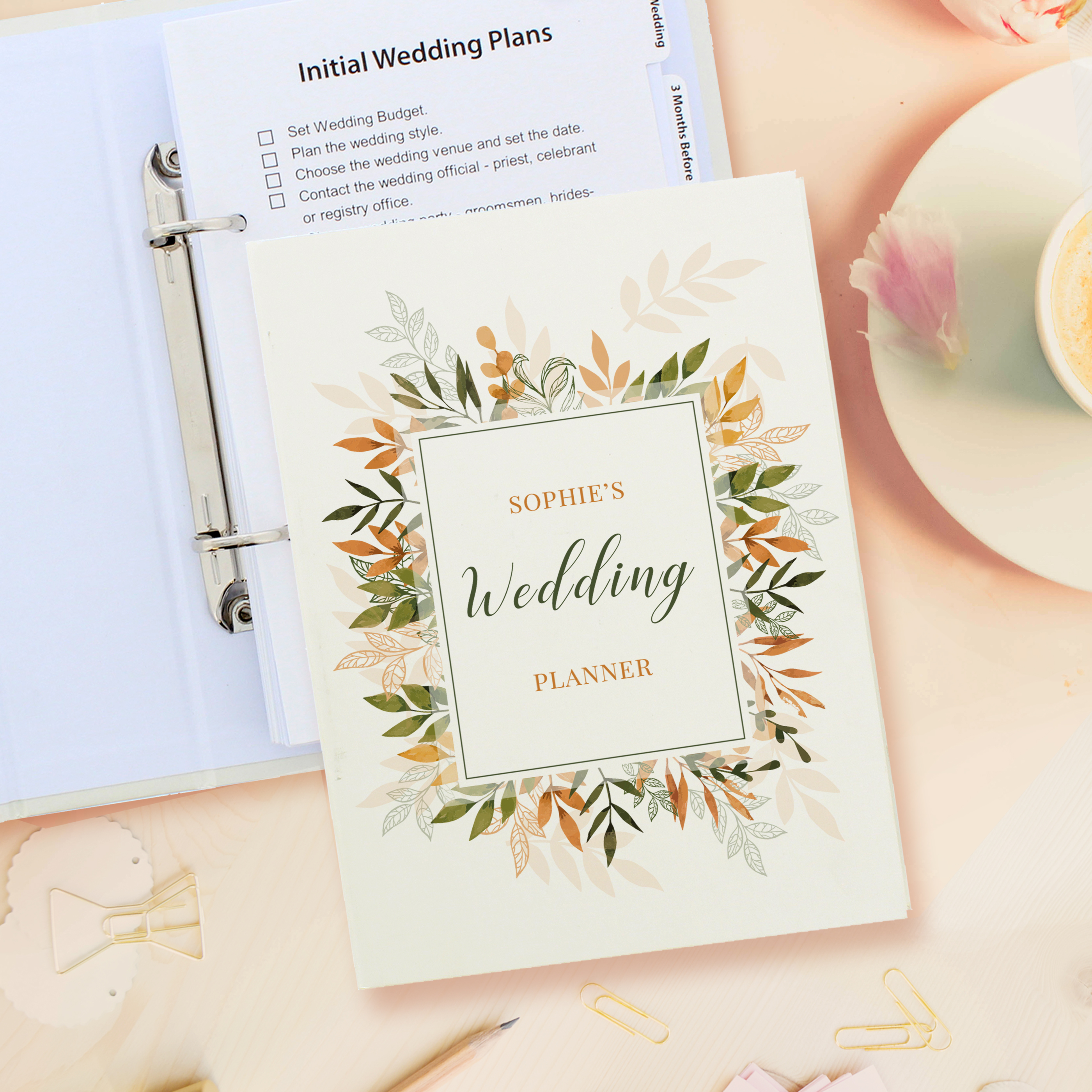 Personalised Autumnal Wedding Planner | Custom Name Planning Book