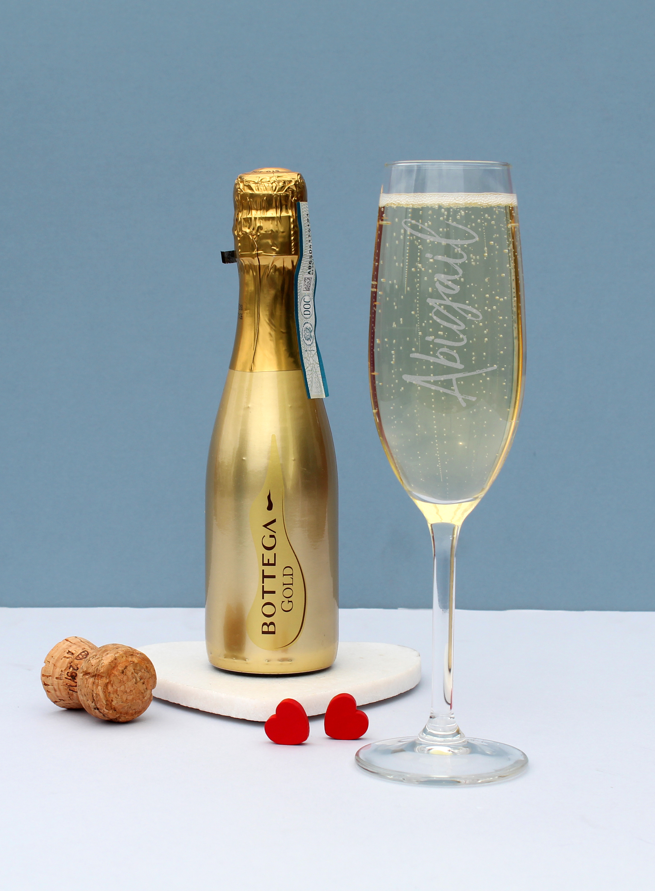 Personalised Prosecco Flute & Mini Gold Bottega Gift Set