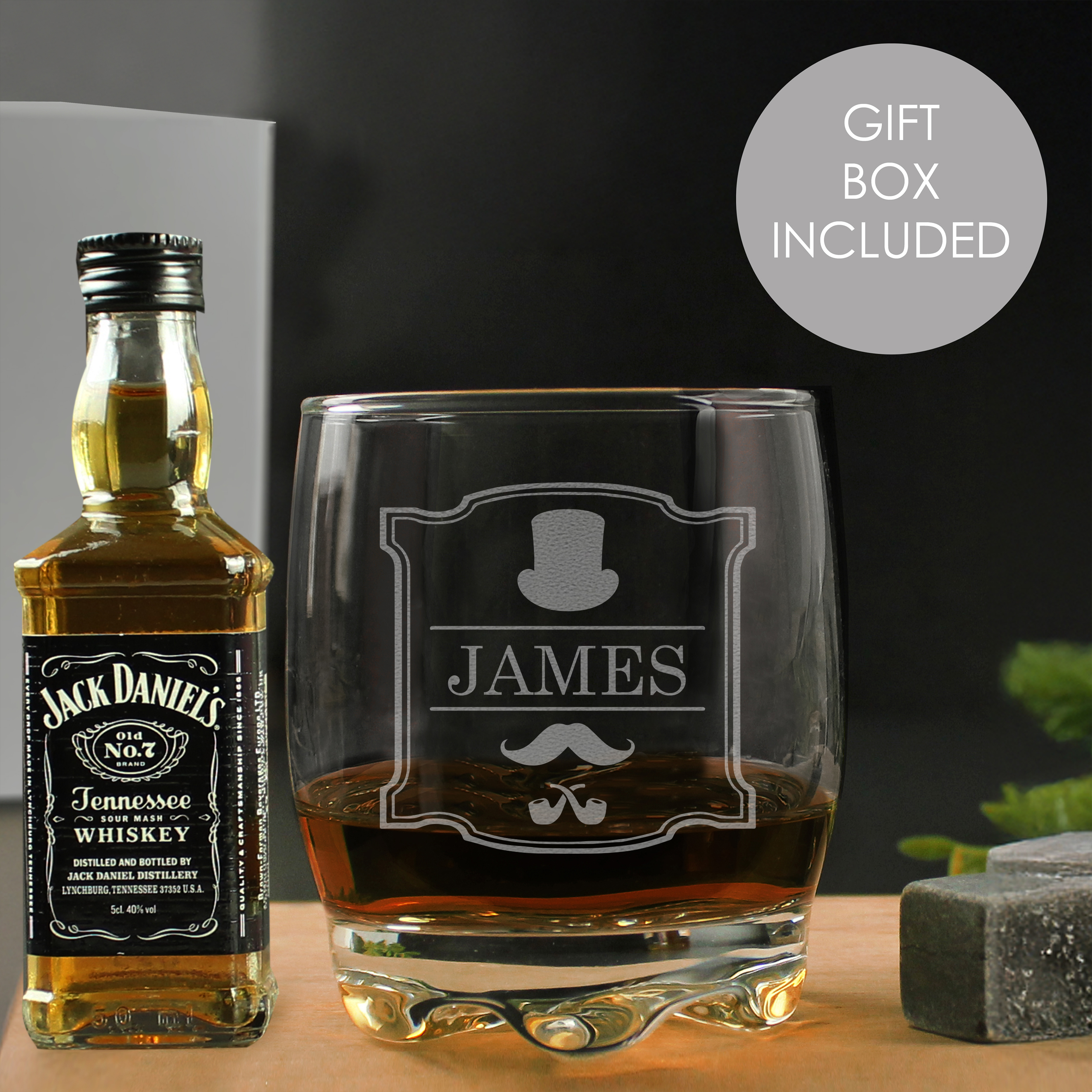 Personalised Whisky Tumbler & Jack Daniel's Miniature Set