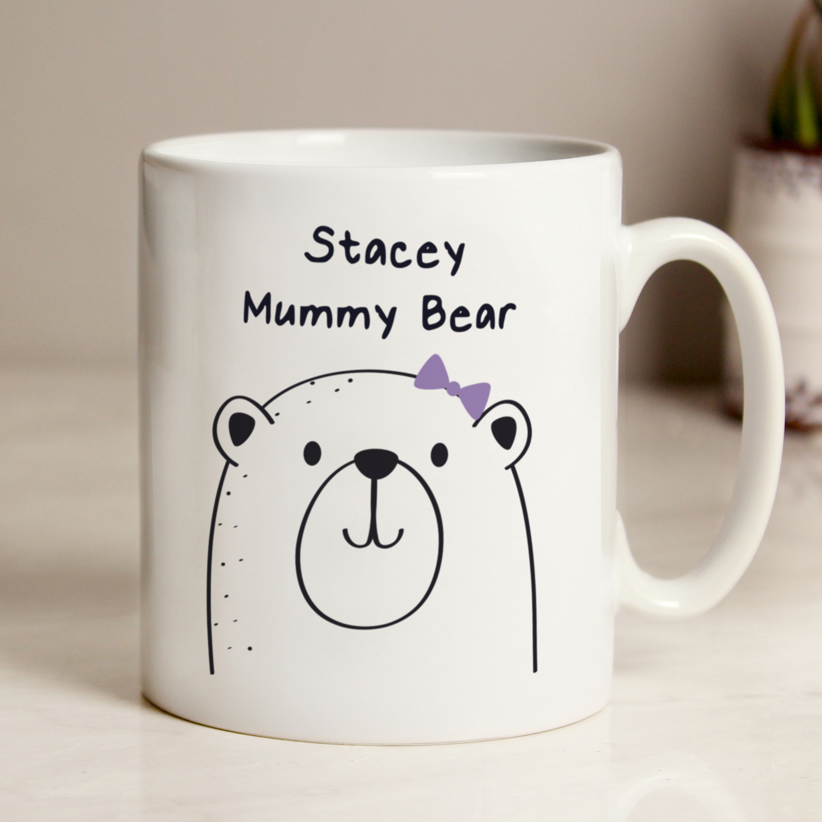 Personalised Mummy Bear Mug - Custom Ceramic Cup for Mum