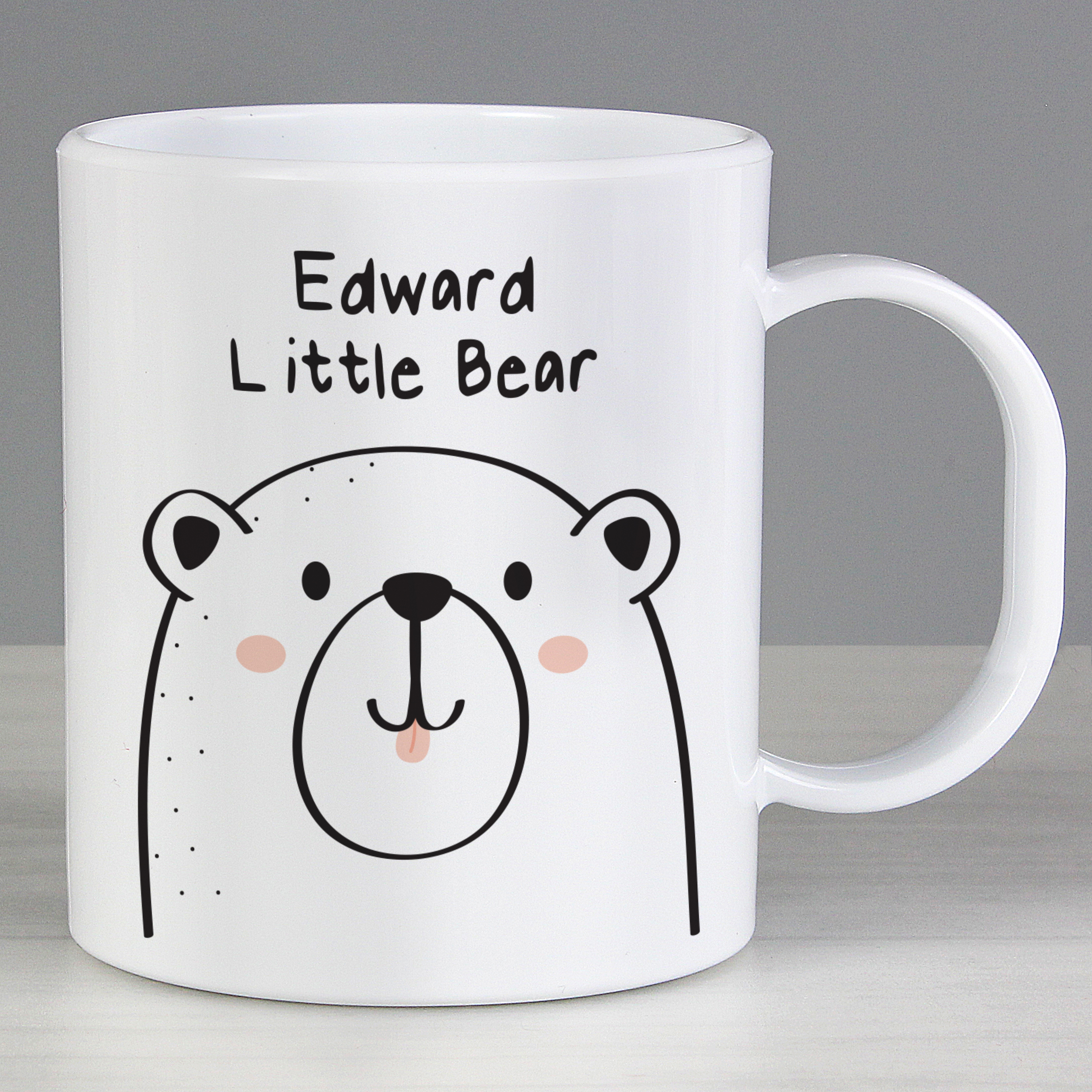 Personalised Little Bear Plastic Mug - Kids' Name Cup