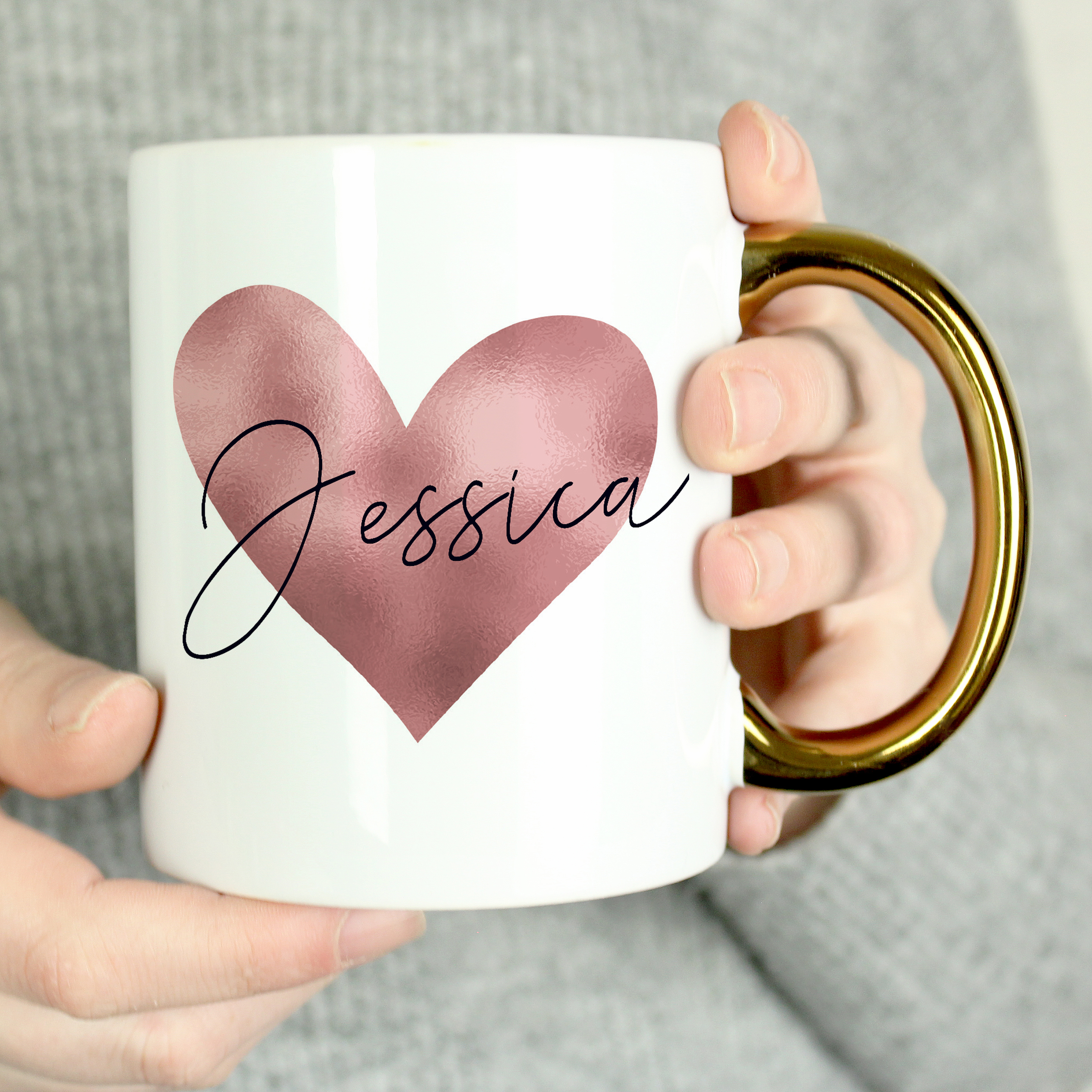 Personalised Gold Handled Mug with Name & Title