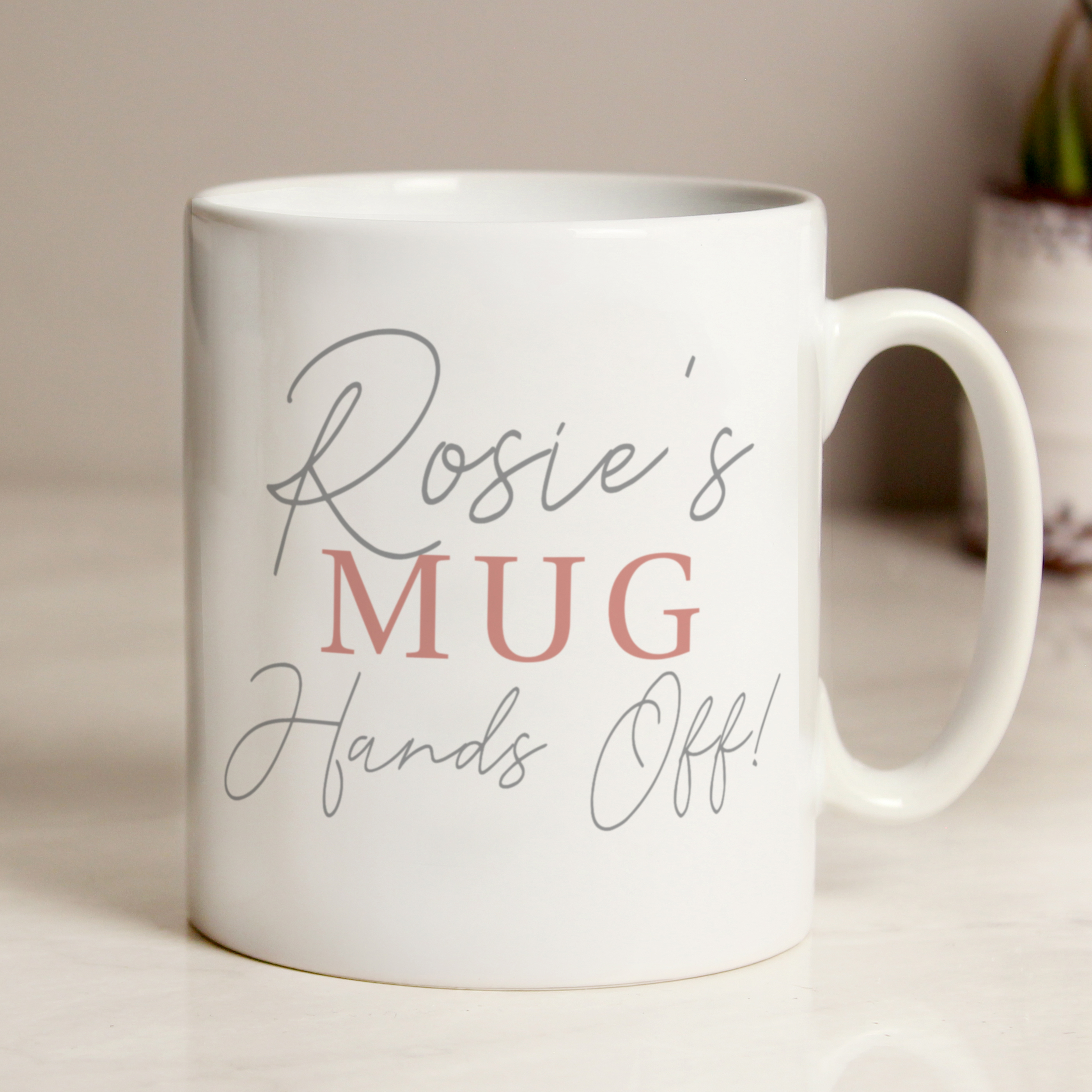 Personalised Grey & Blush Ceramic Mug