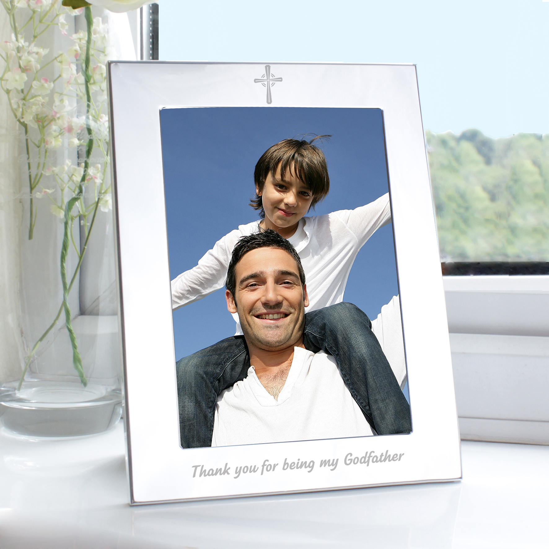 Silver 5x7 Godfather Photo Frame | Christening Gift