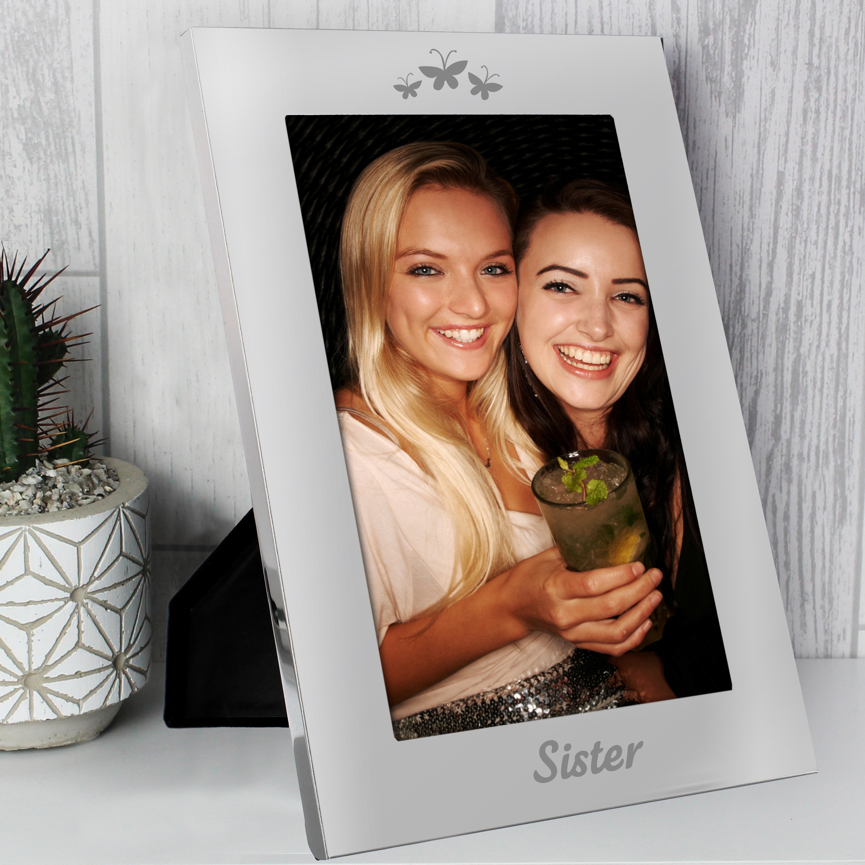 Silver Sister Photo Frame 5x7 - Butterfly Design Gift