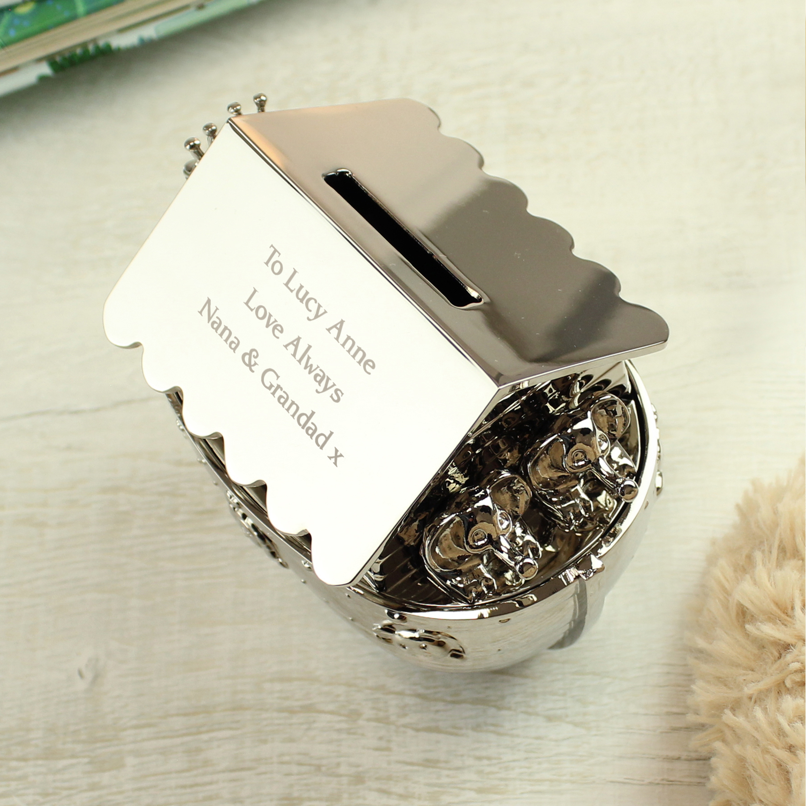 Personalised Silver Noah's Ark Money Box | Custom Gift