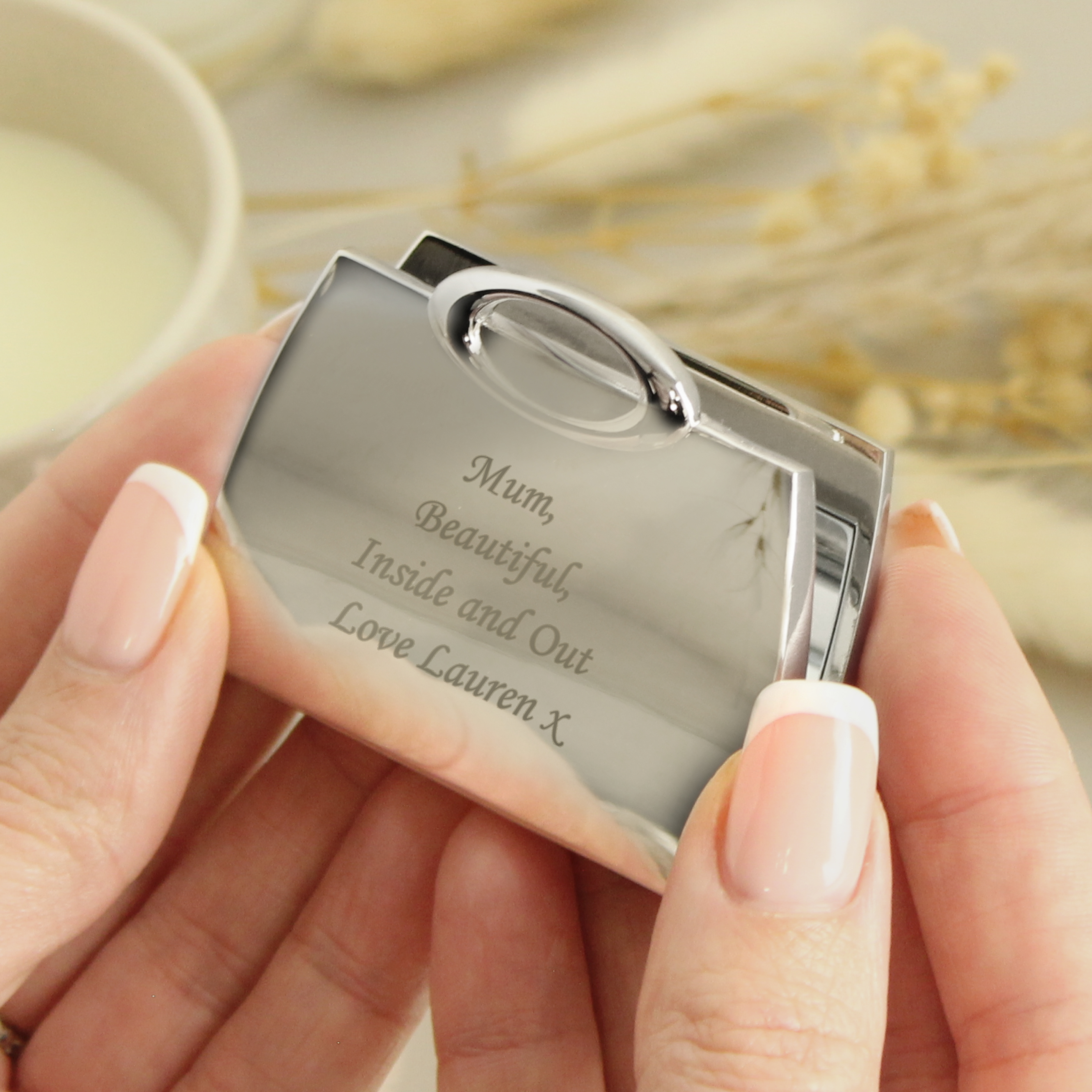 Personalised Handbag Compact Mirror | Custom Engraved Gift