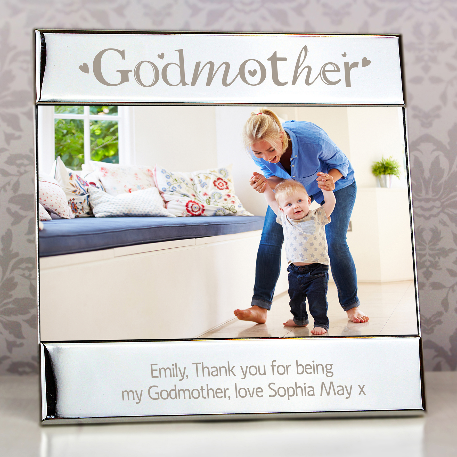 Personalised Silver Godmother Photo Frame 6x4 - Christening Gift
