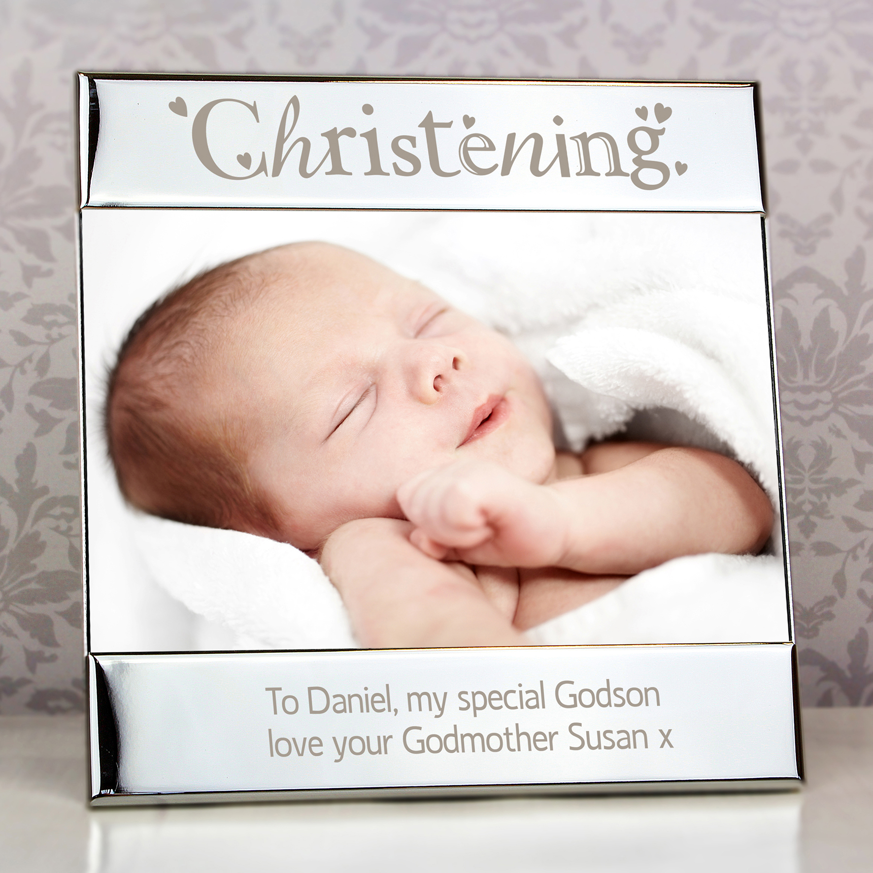 Personalised Silver Christening Photo Frame 6x4 - Baby Gift