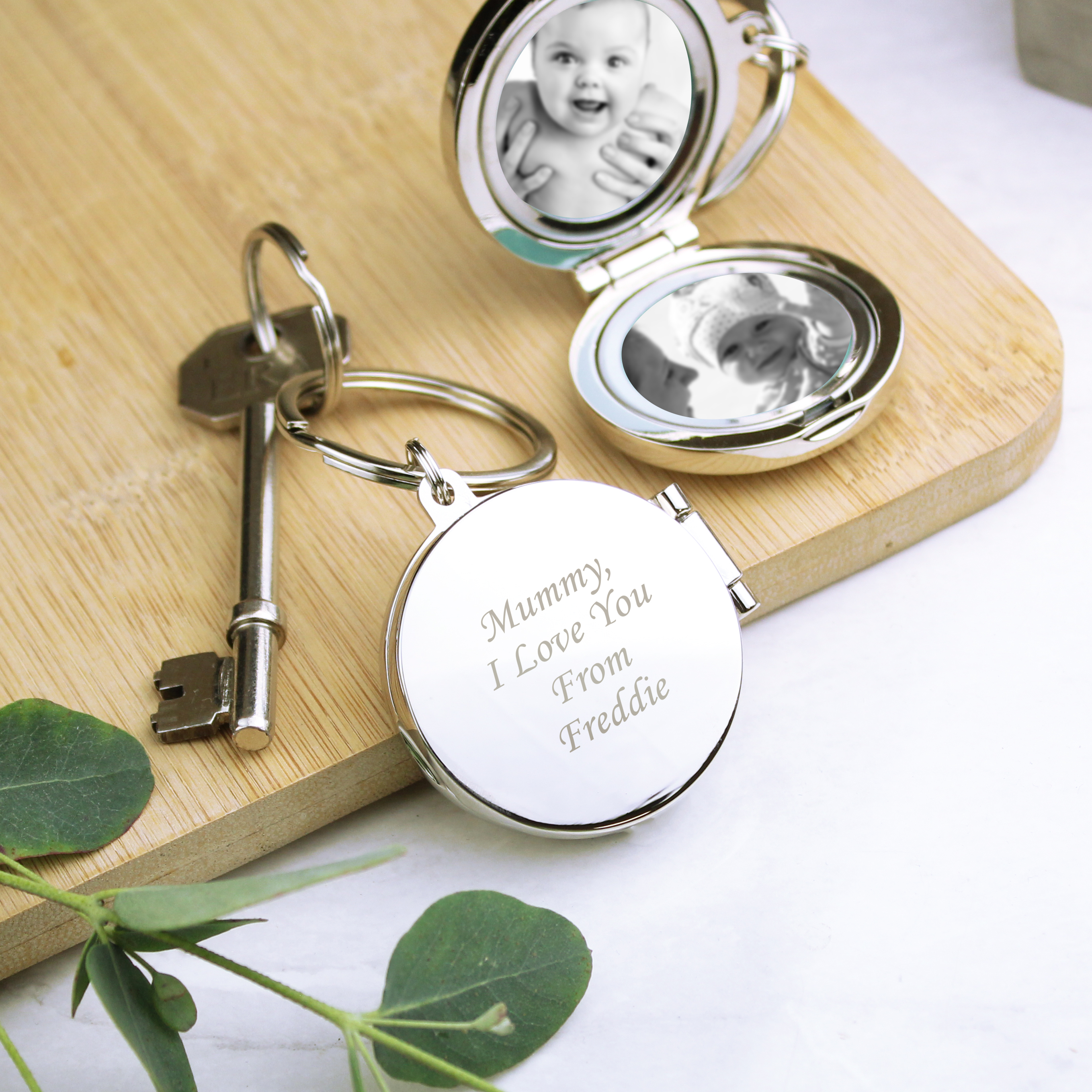 Personalised Round Photo Keyring | Custom Message Gift