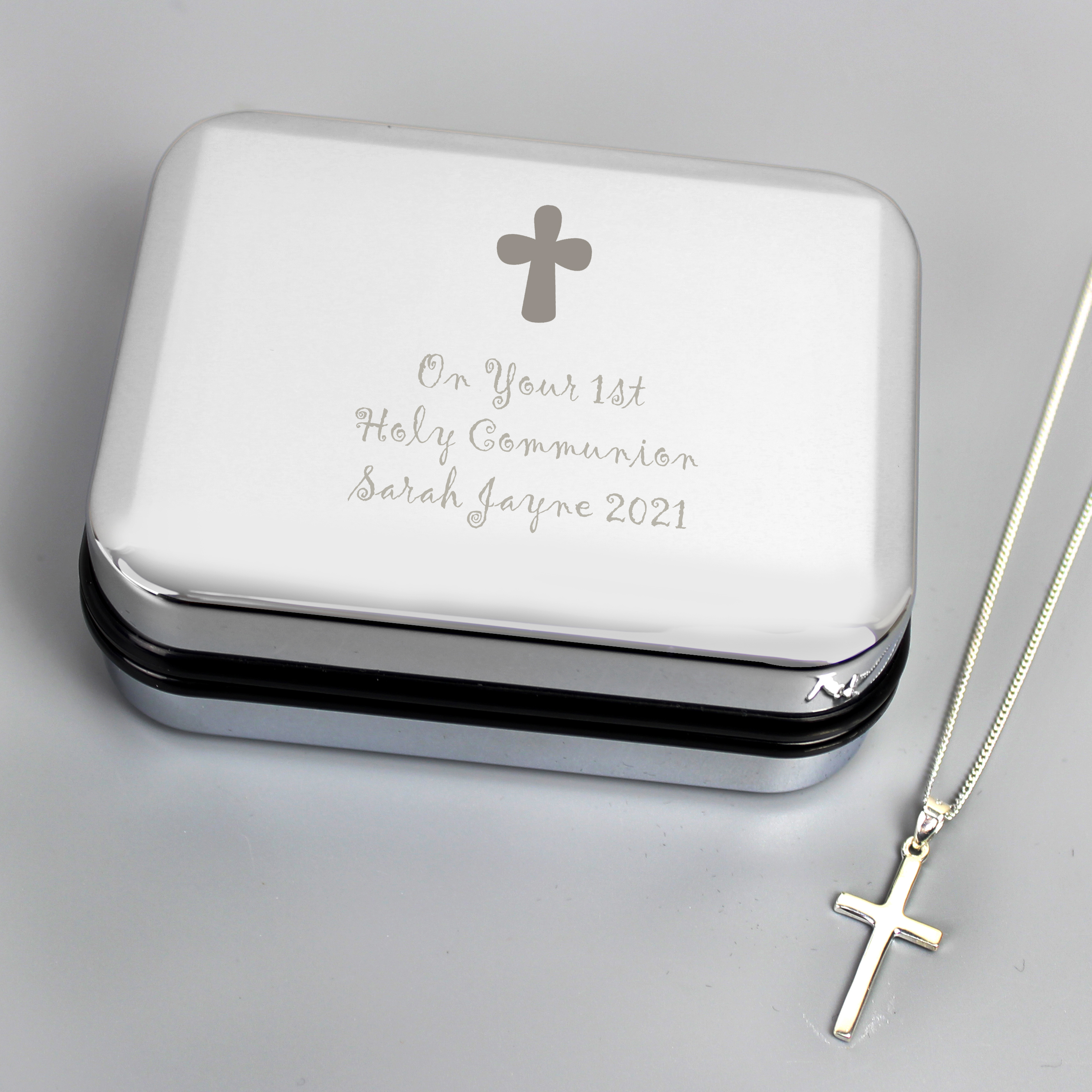 Personalised Cross Necklace & Engraved Gift Box