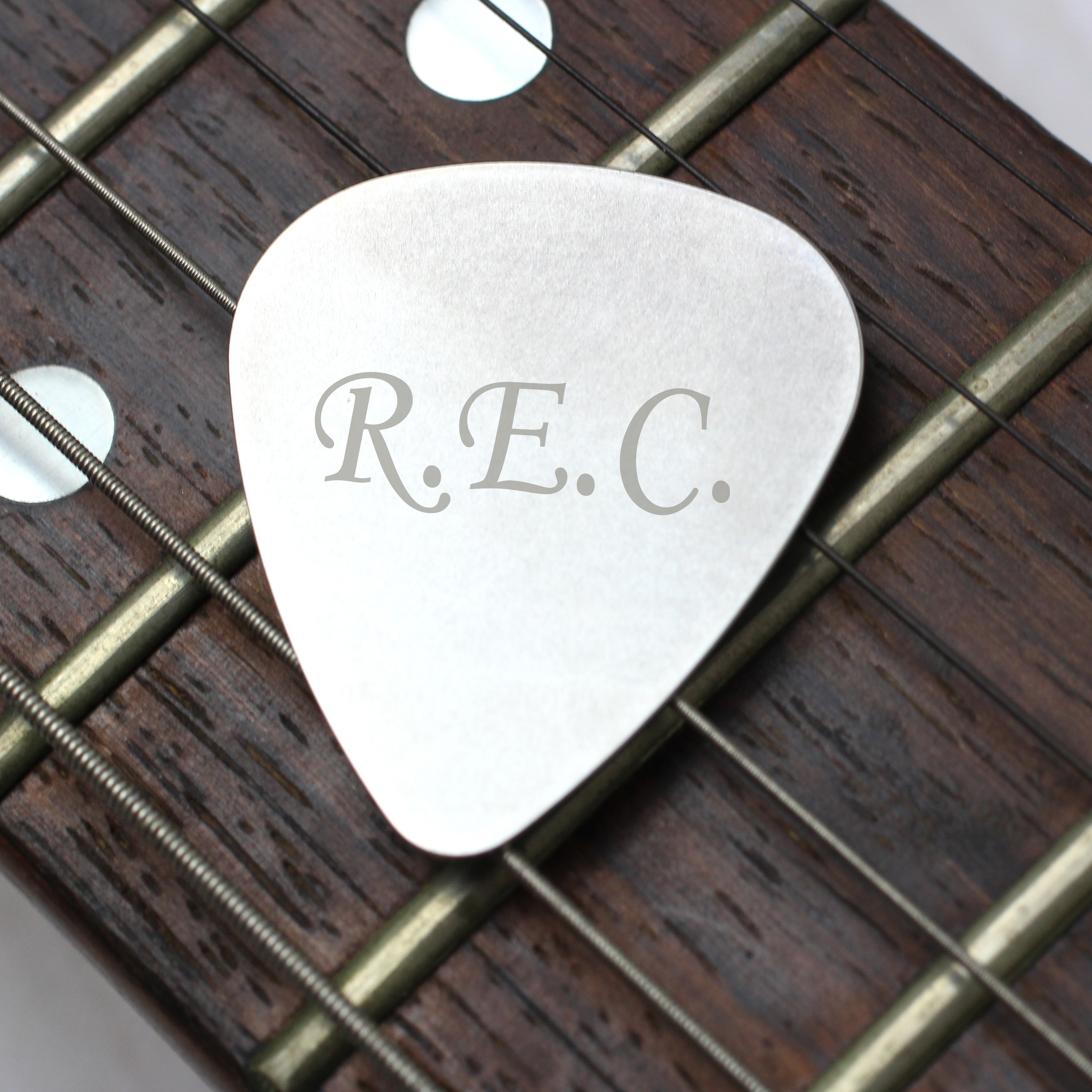 Personalised Initials Silver Plectrum | Custom Guitar Pick