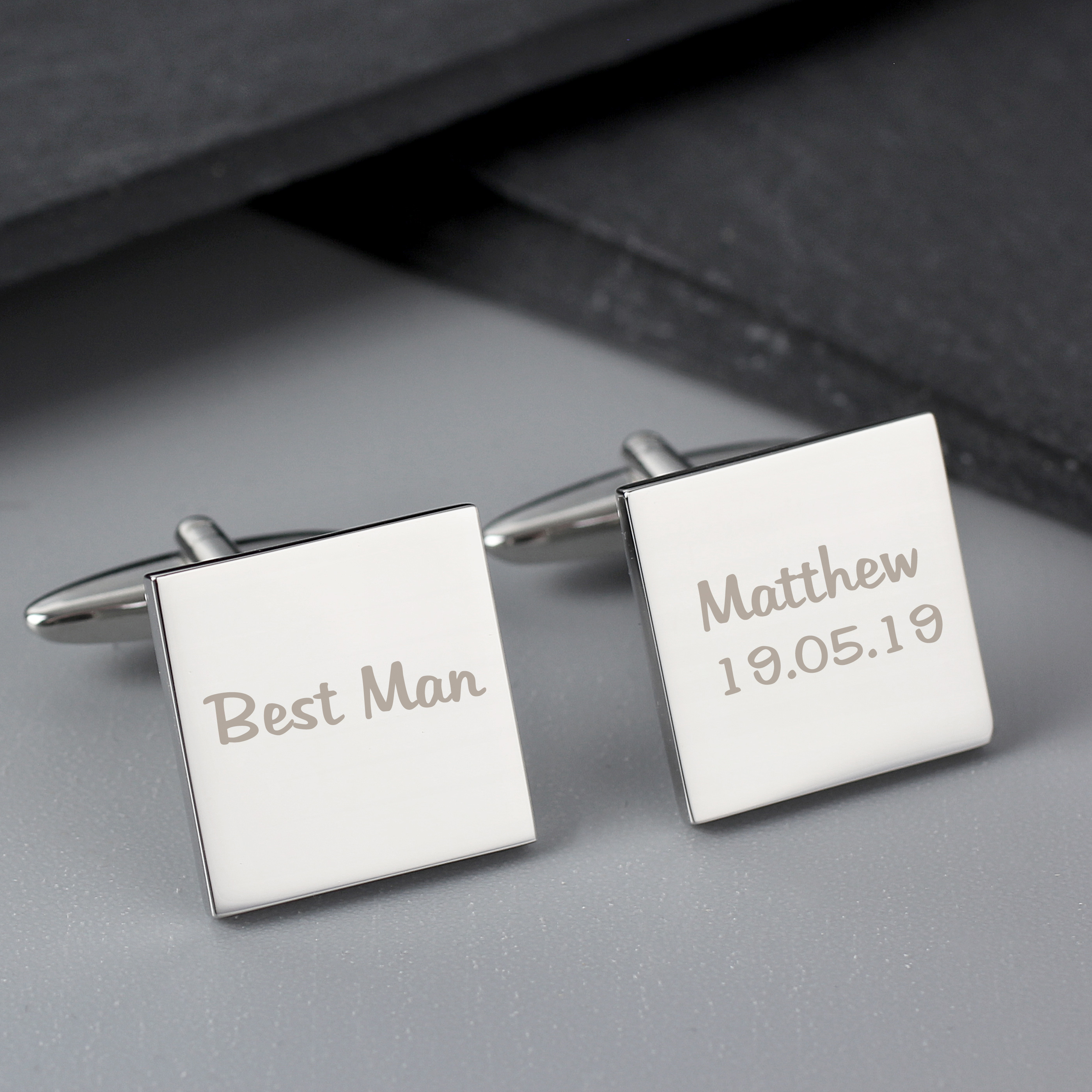 Personalised Wedding Role Square Cufflinks - Engraved