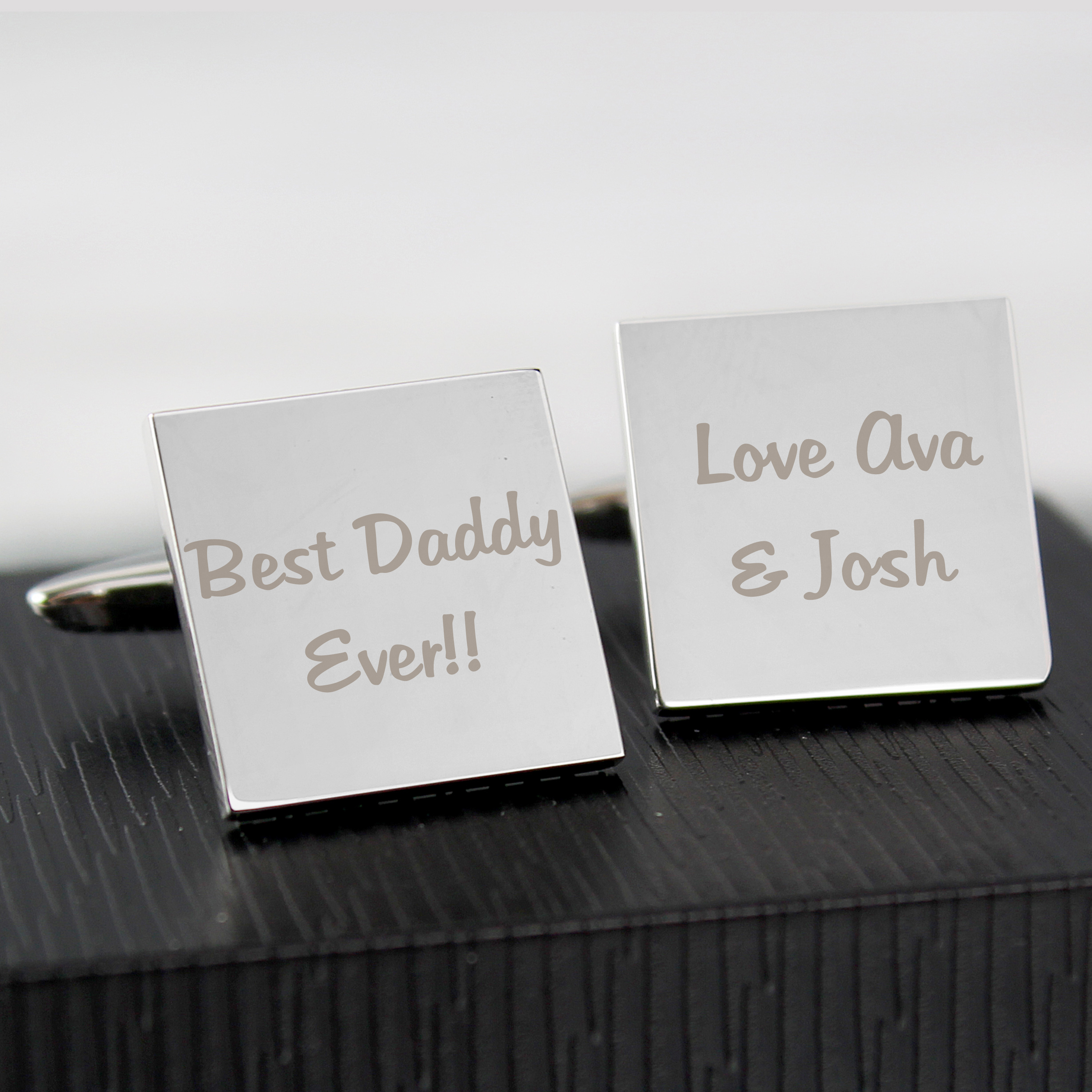 Personalised Square Cufflinks - Custom Message 2 Lines Each