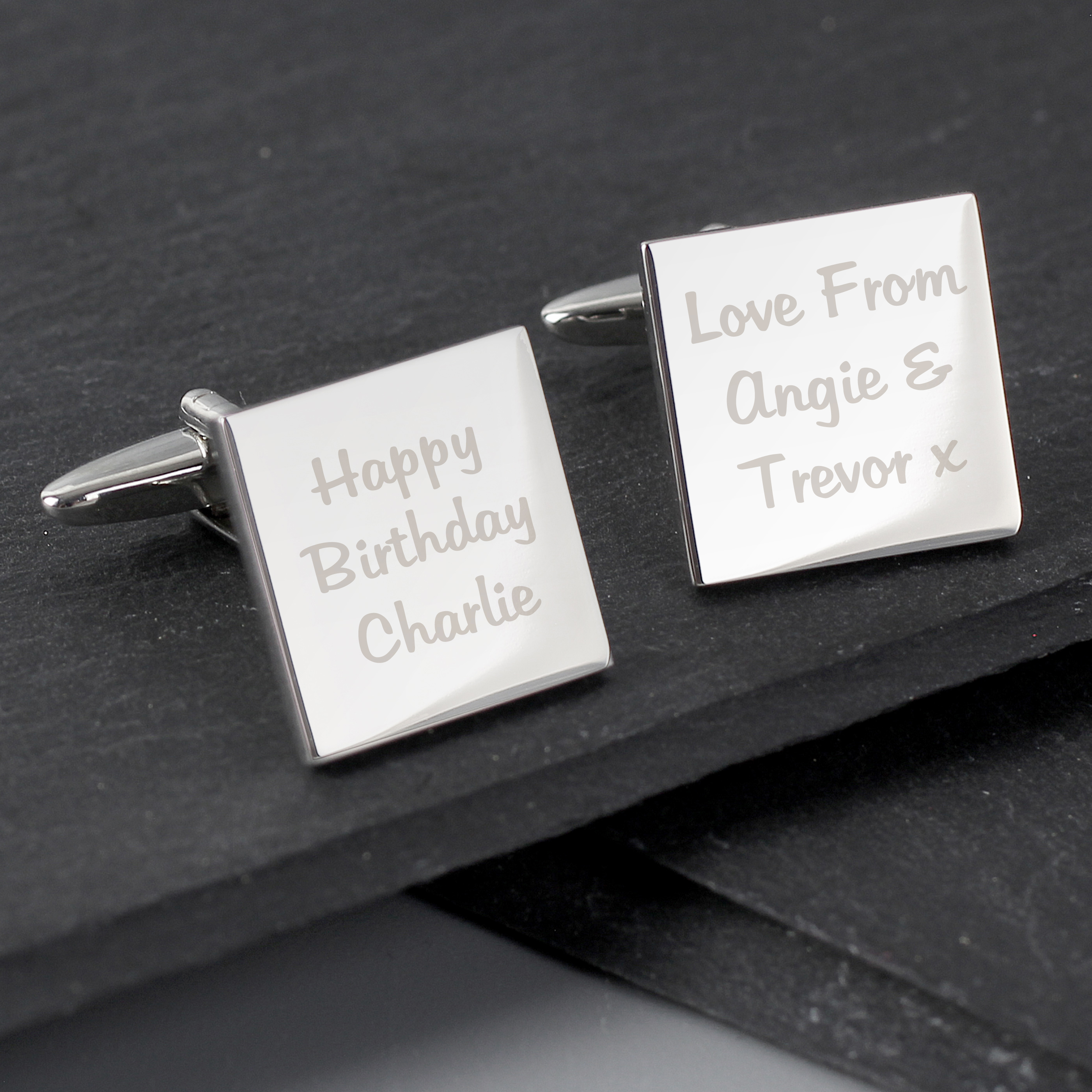Personalised Square Cufflinks - Engraved Message
