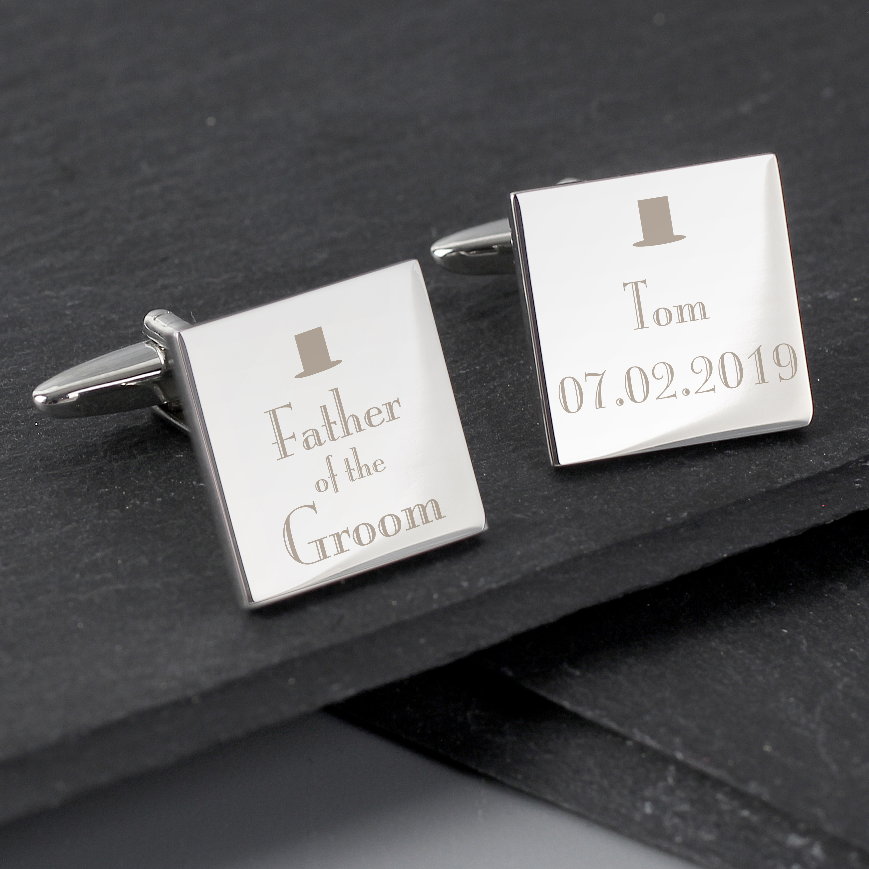 Personalised Father of the Groom Square Cufflinks - Wedding Gift