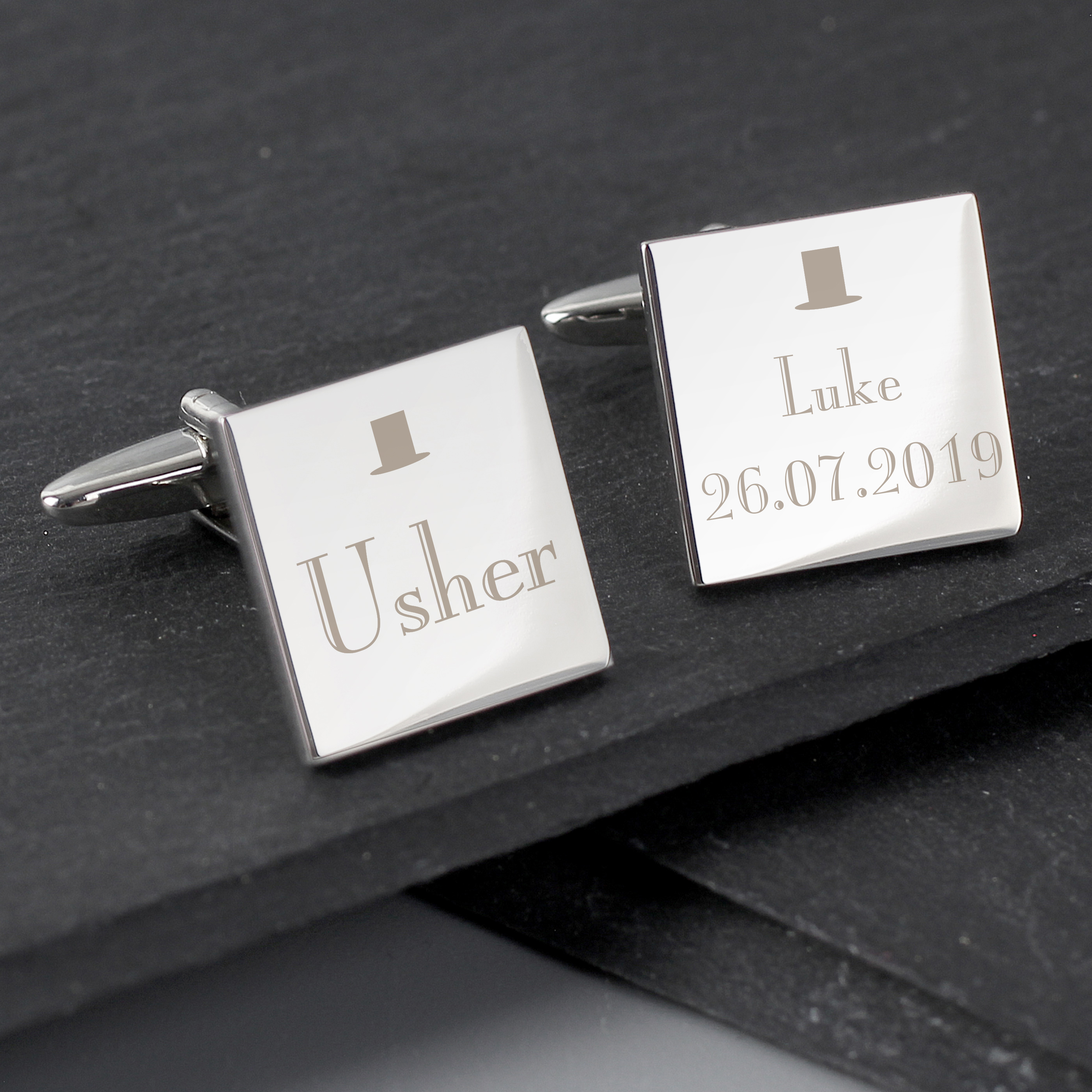 Personalised Usher Square Cufflinks - Wedding Gift