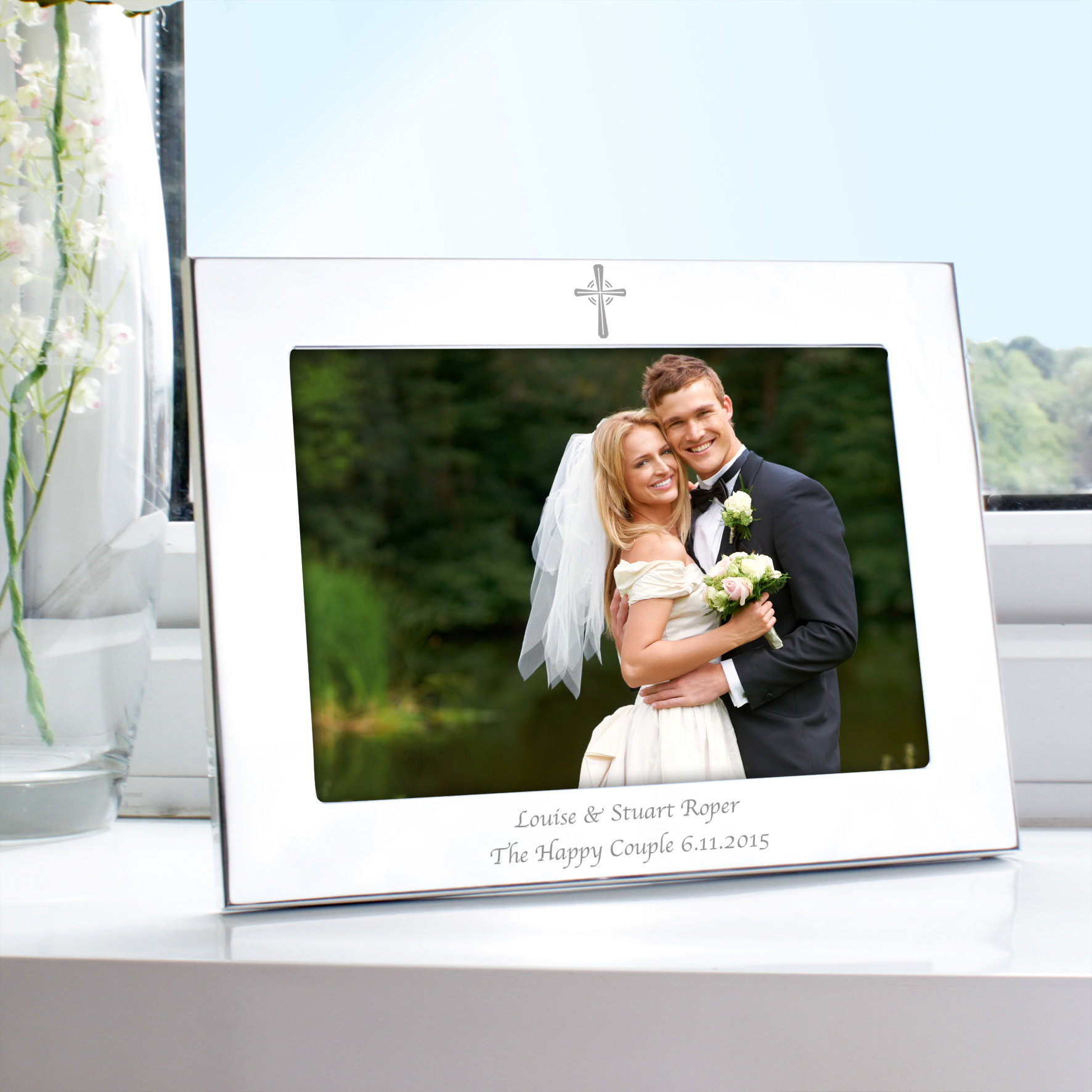 Personalised Silver Cross 7x5 Photo Frame