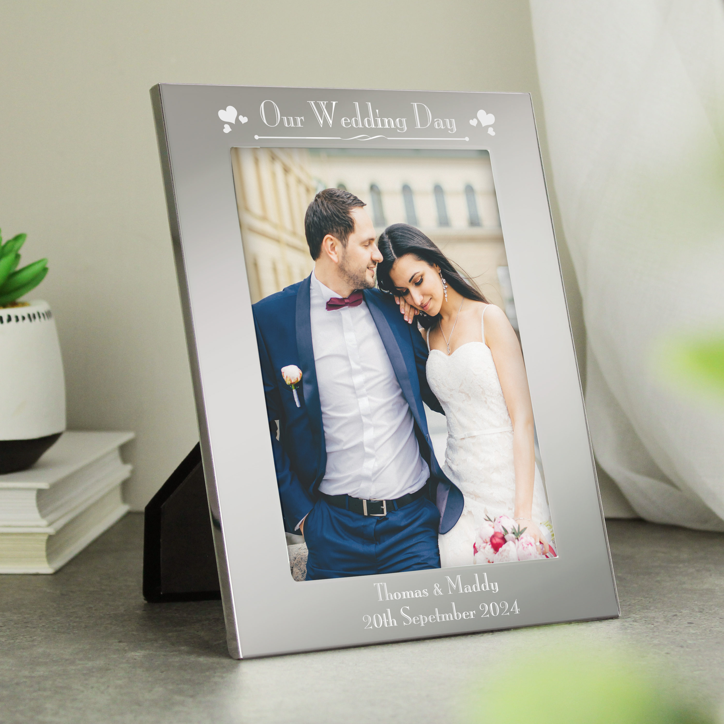 Personalised Silver 'Our Wedding Day' 5x7 Photo Frame