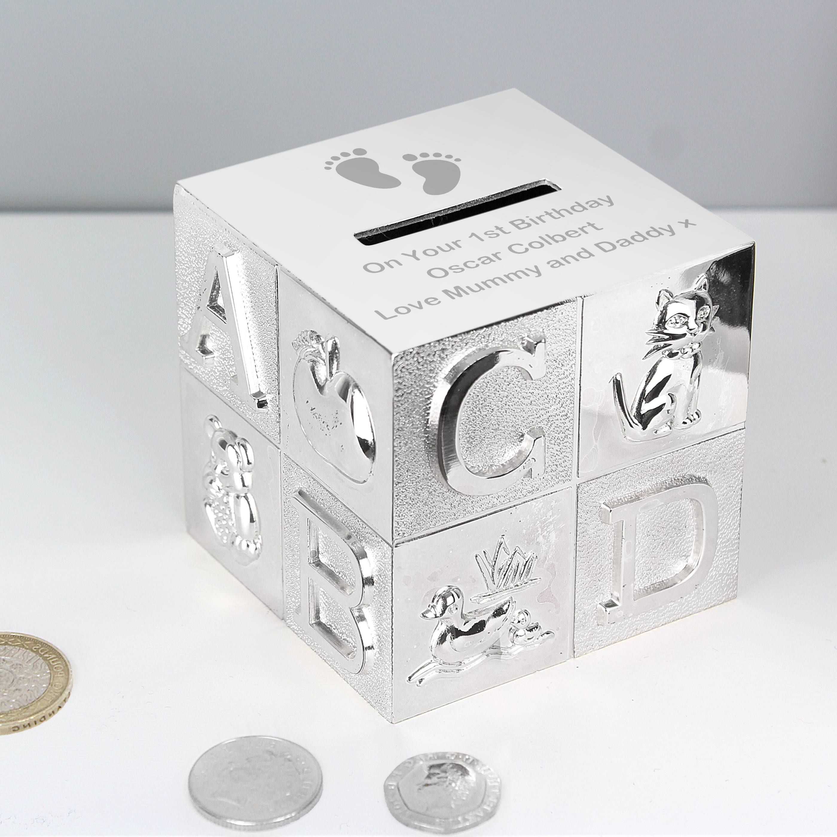 Personalised Footprints ABC Money Box | Custom Gift