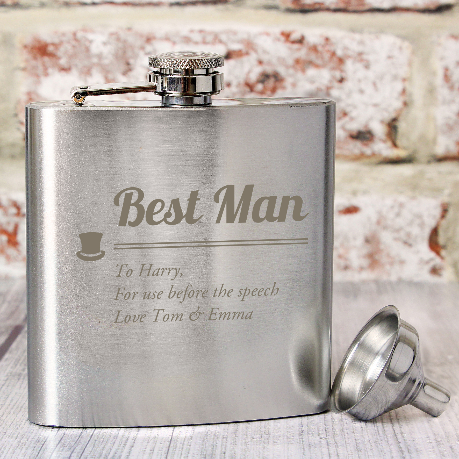 Personalised Best Man Hip Flask - Engraved Wedding Gift