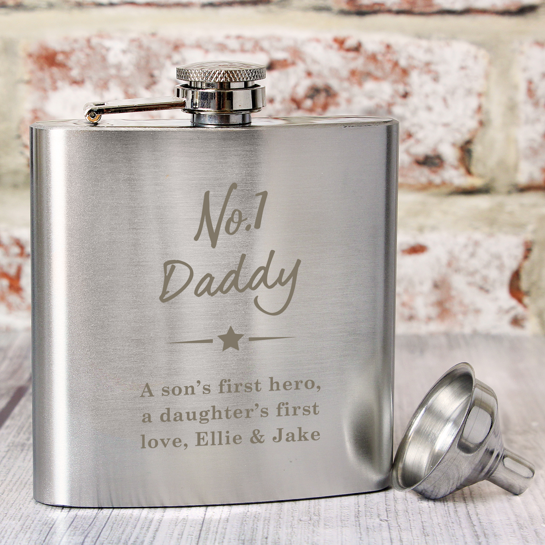 Personalised 'No.1' Stainless Steel Hip Flask Gift