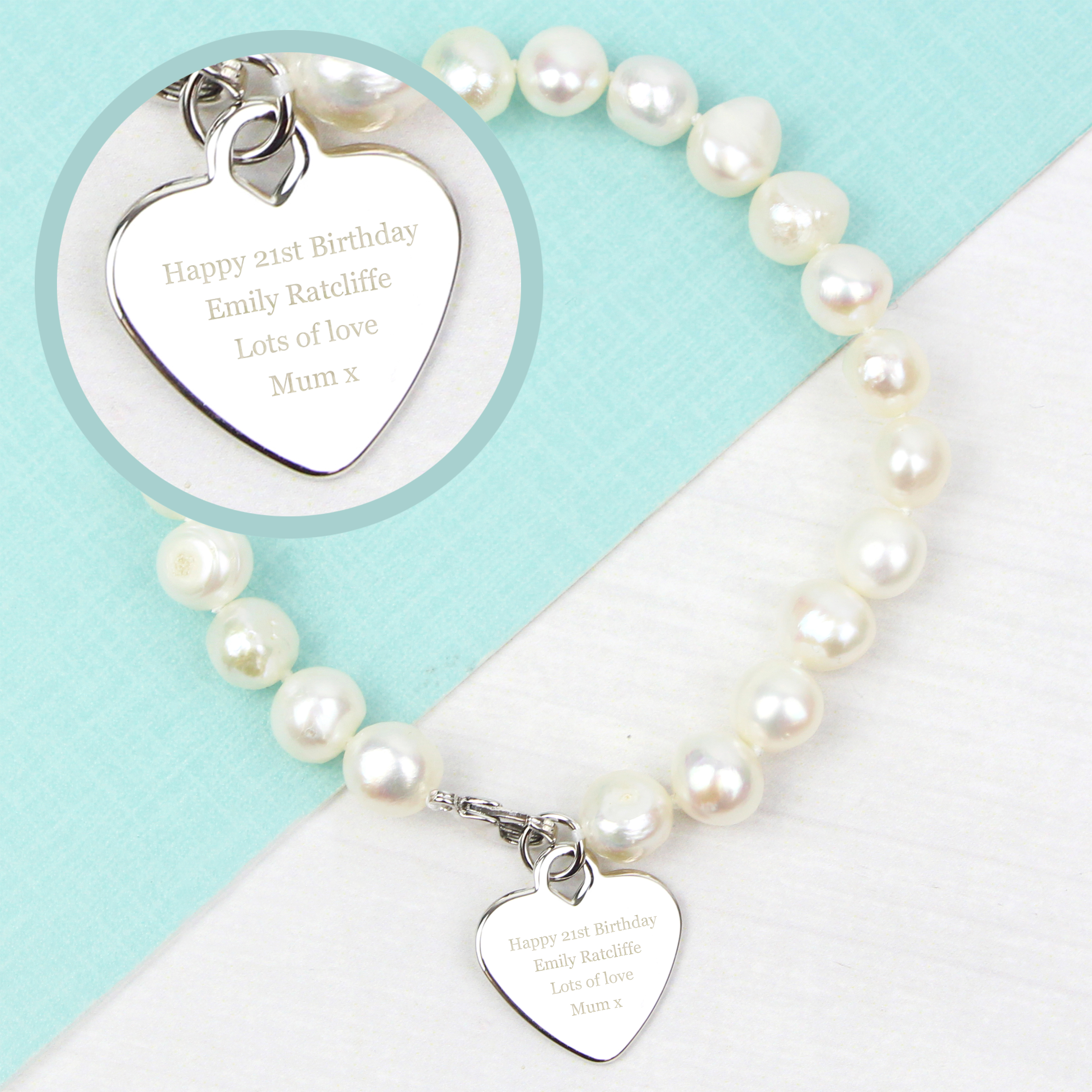 Personalised Pearl Message Bracelet - White Freshwater Pearl Gift