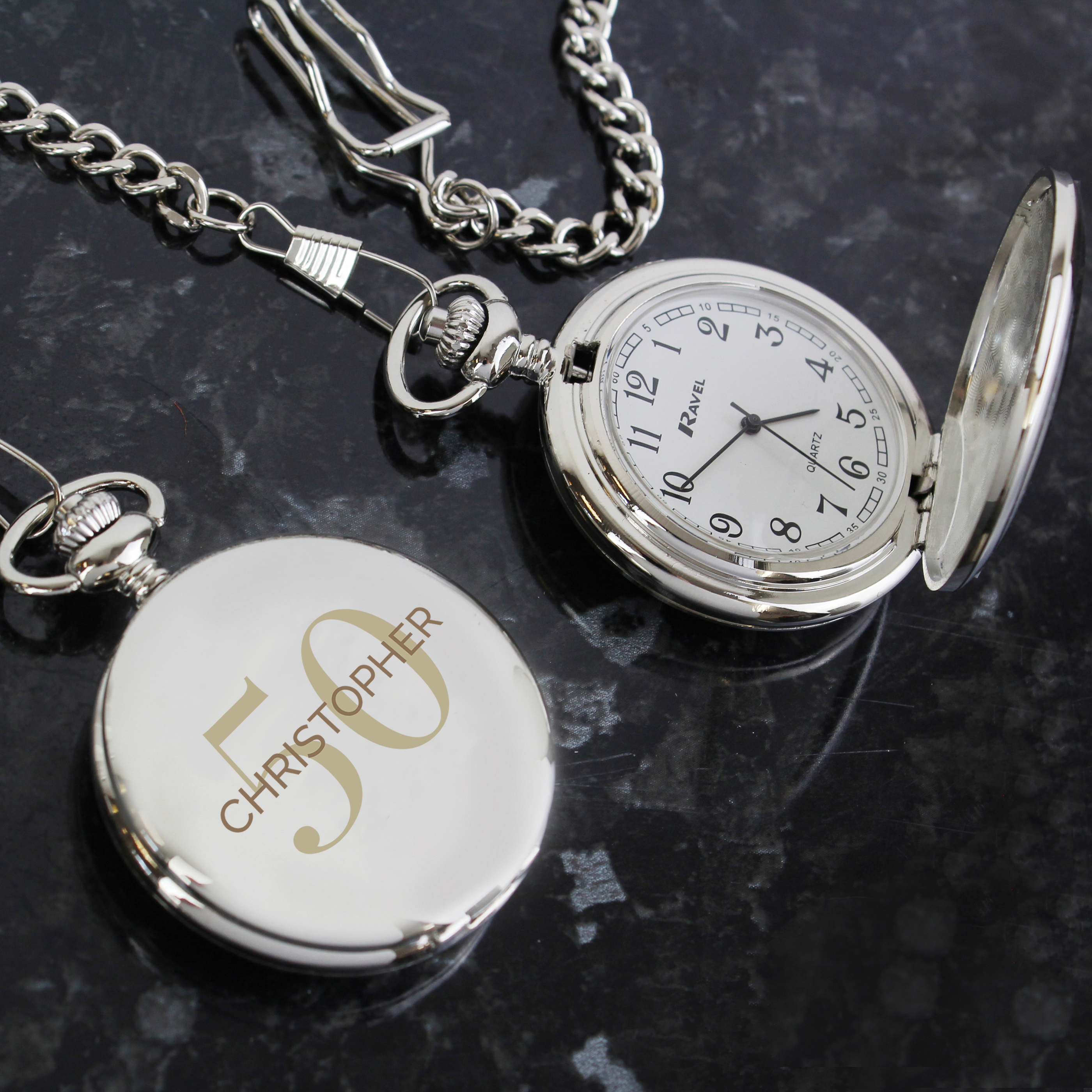 Personalised Big Age Pocket Fob Watch for Birthdays
