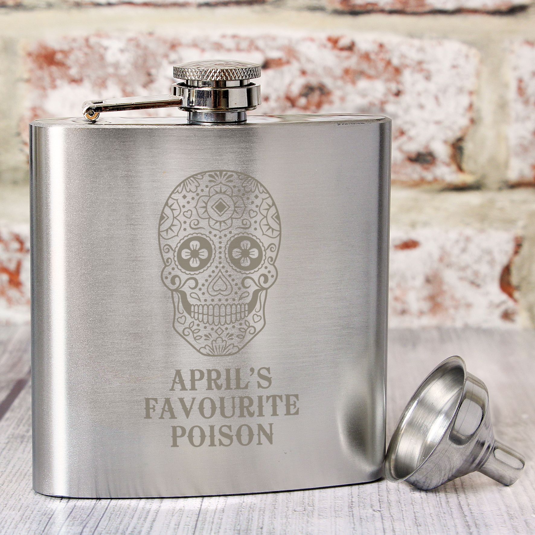 Personalised Sugar Skull Hip Flask Gift