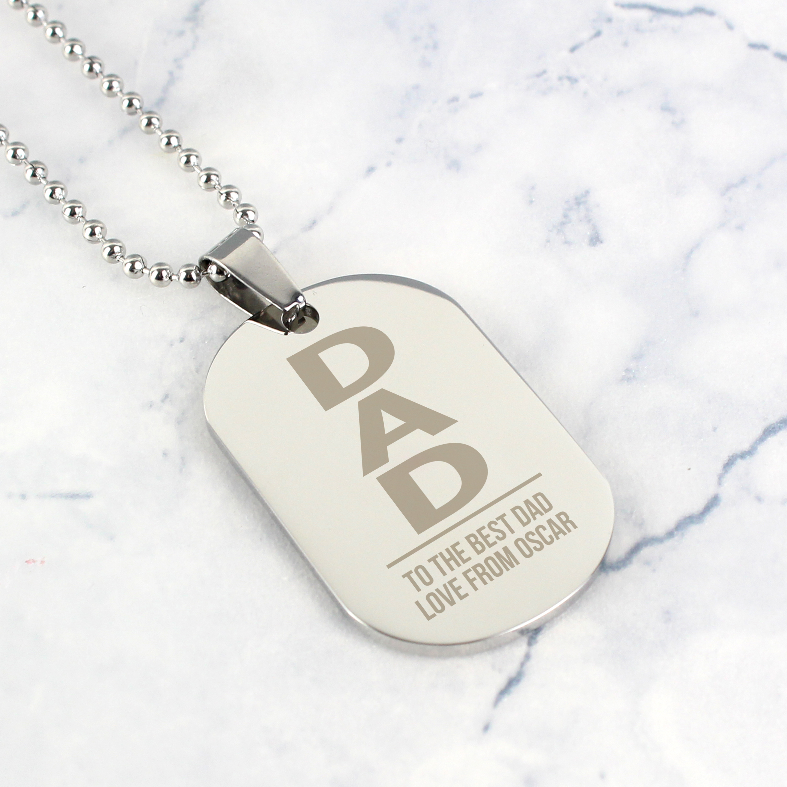 Personalised Dad Dog Tag Necklace - Stainless Steel with Gift Box