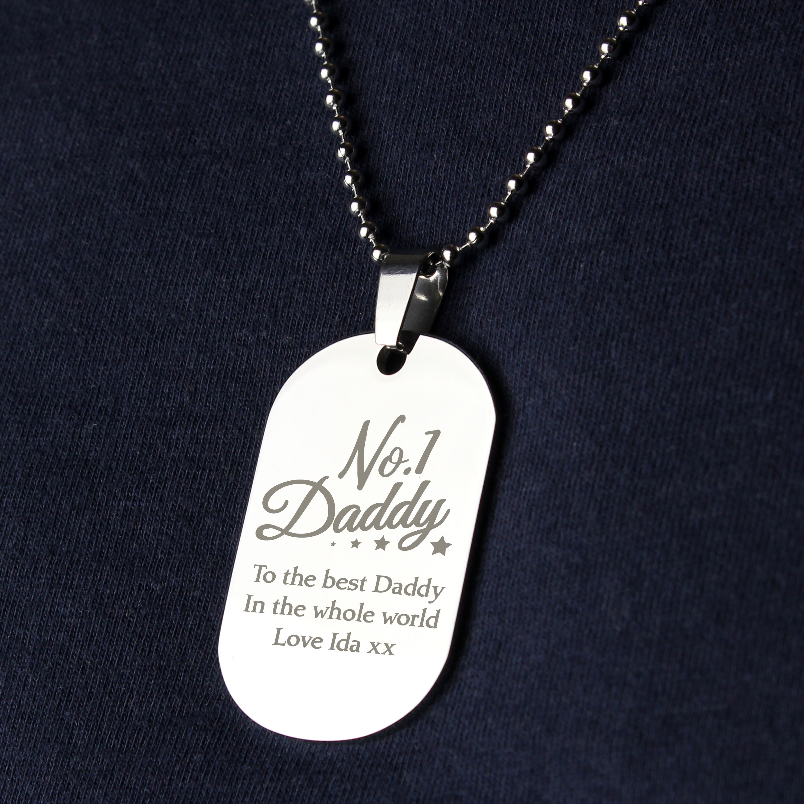 Personalised No.1 Daddy Dog Tag Necklace - Stainless Steel
