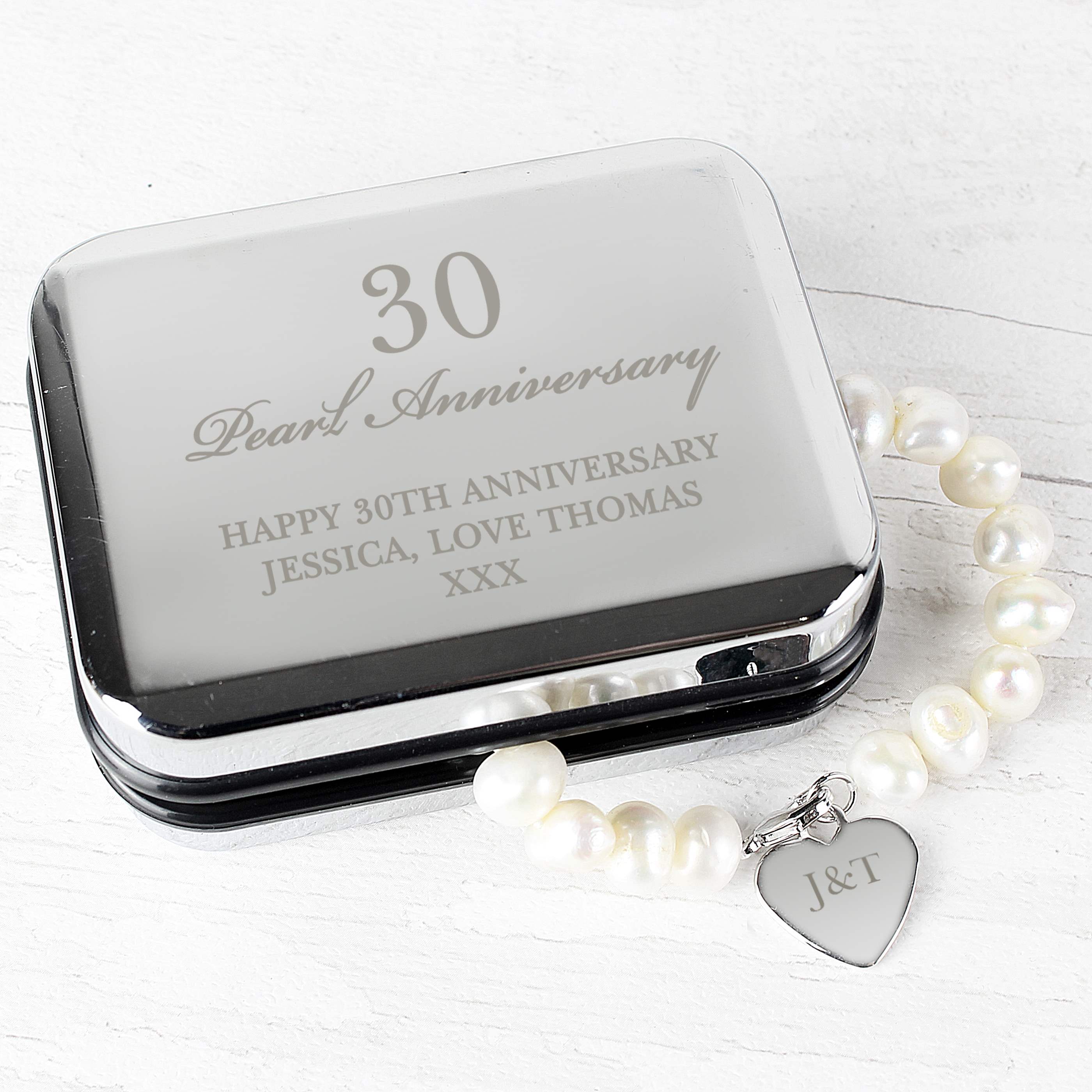 Personalised Pearl Bracelet & Engraved Box