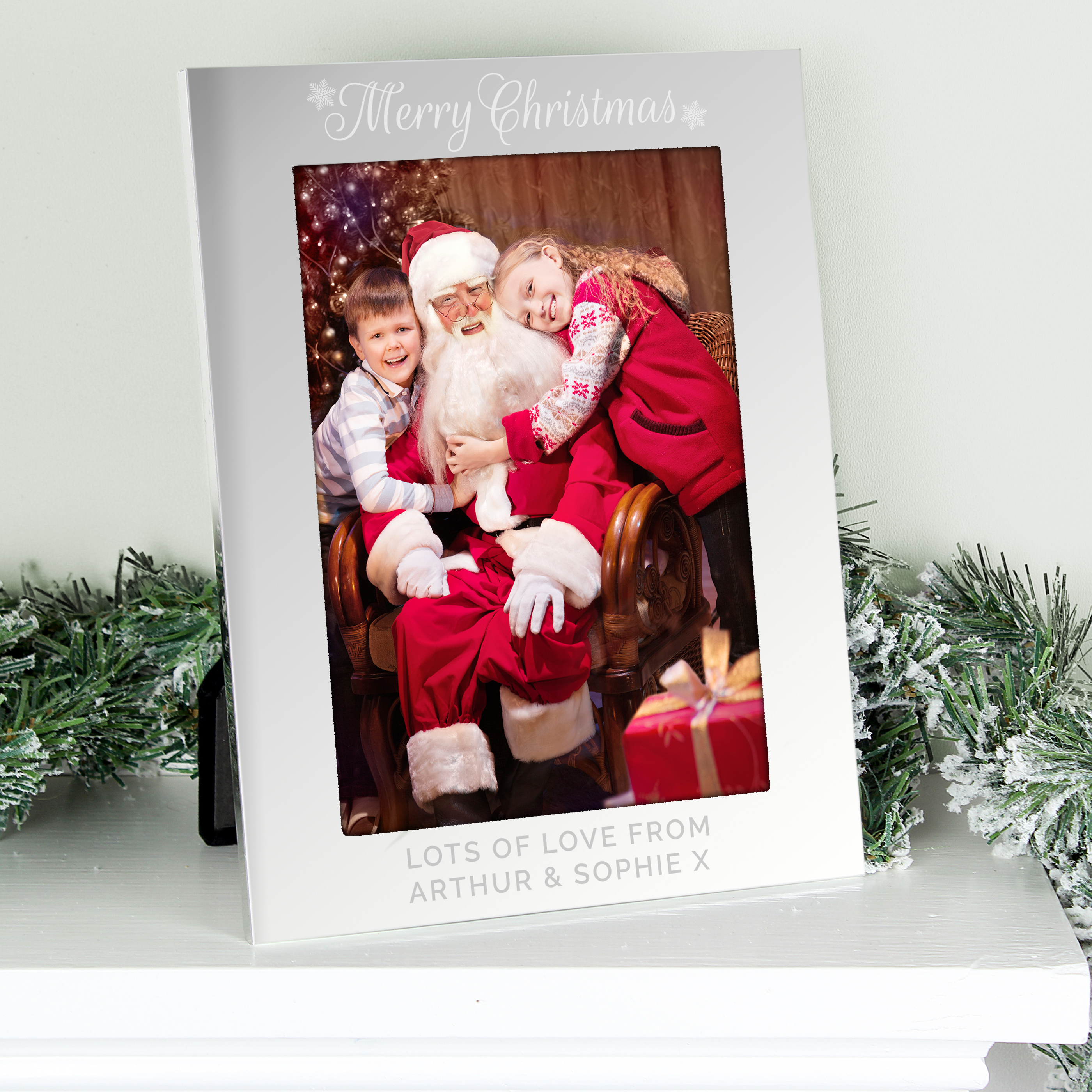 Personalised Silver 'Merry Christmas' 5x7 Photo Frame