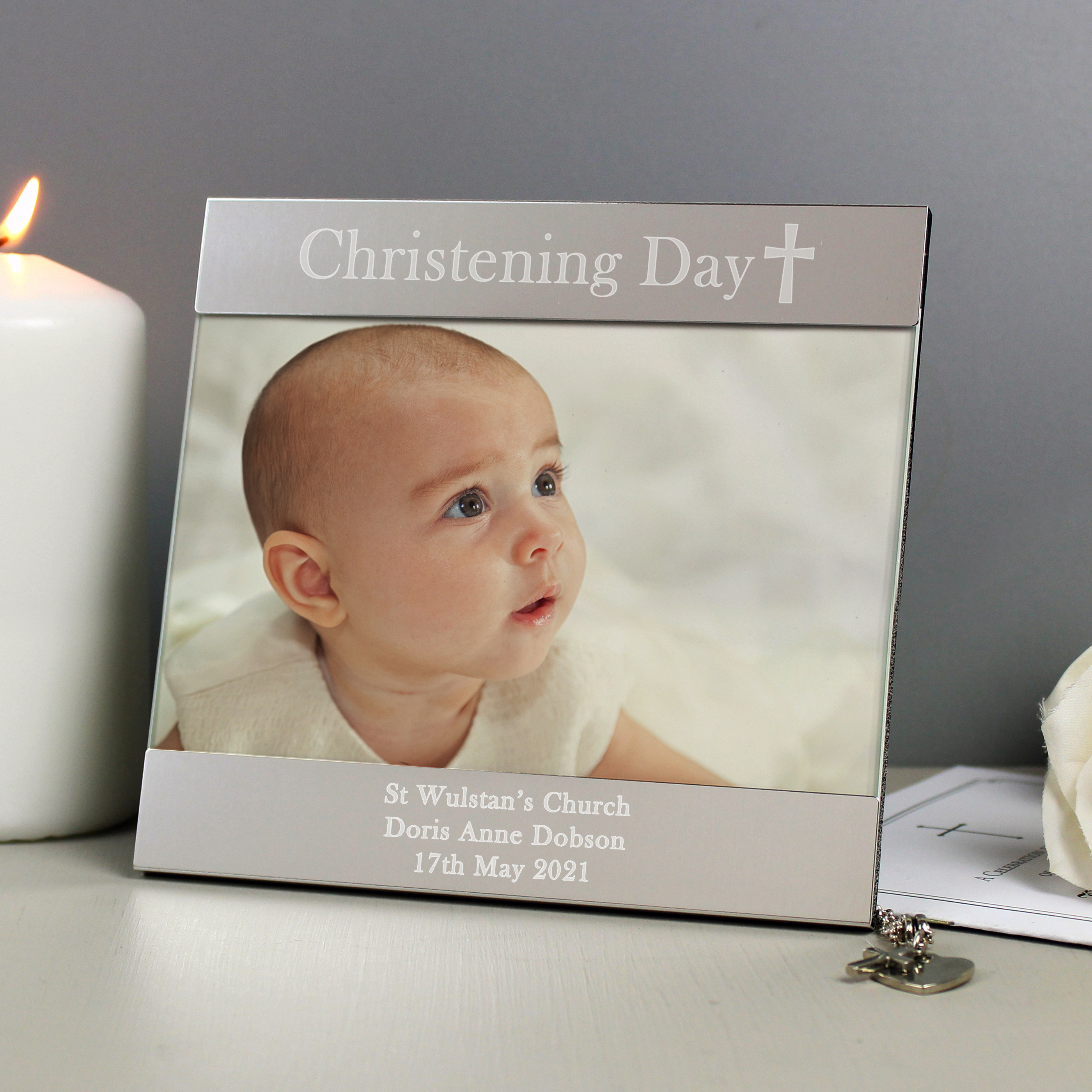 Personalised Silver Christening Day Photo Frame 6x4