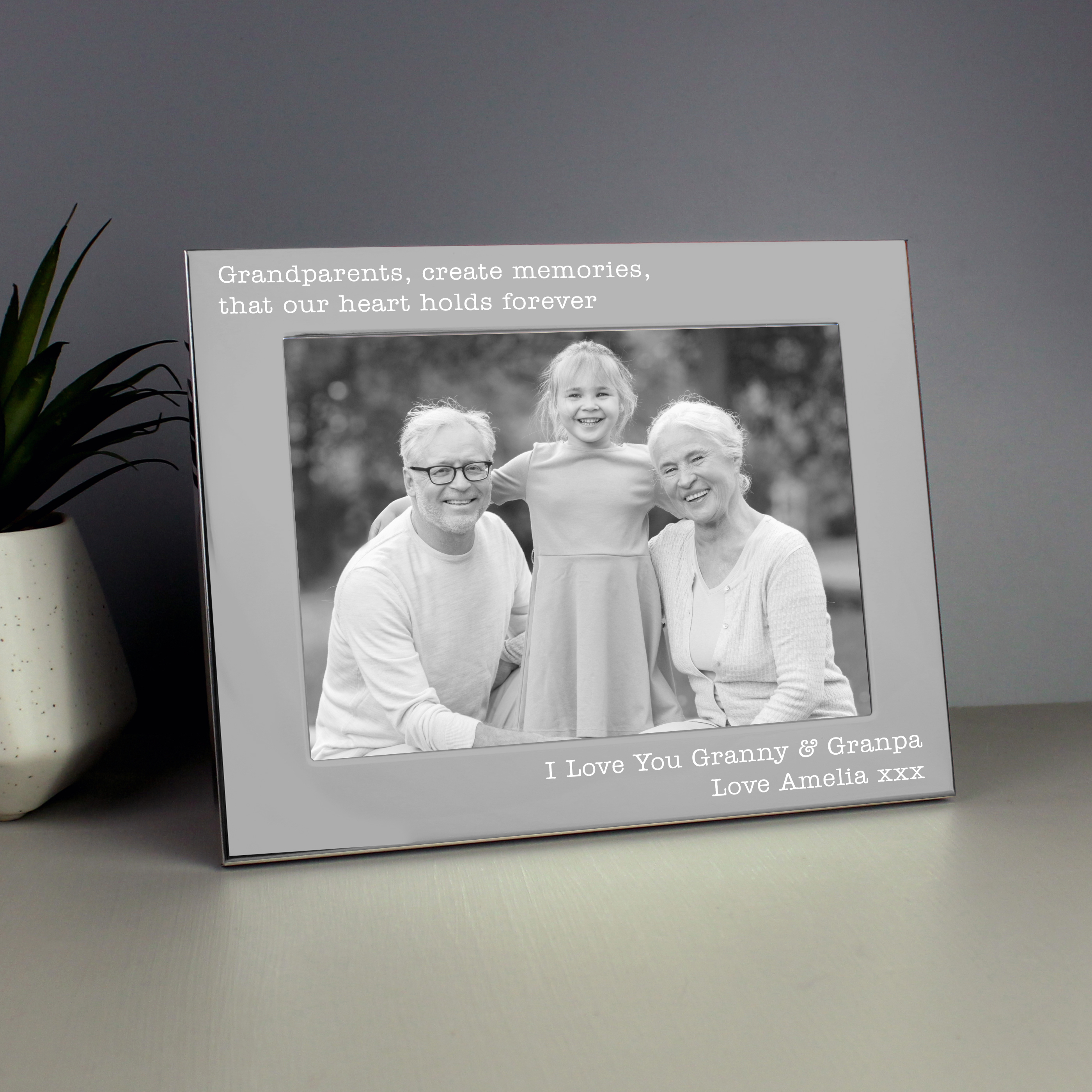 Personalised Silver 5x7 Landscape Photo Frame