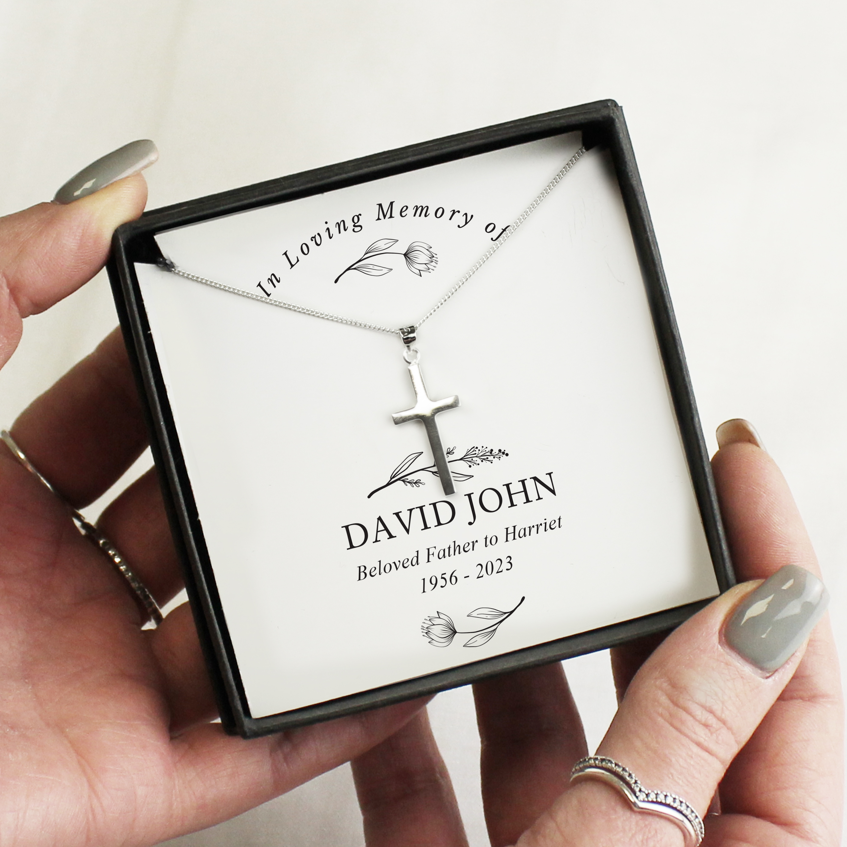 Personalised In Loving Memory Cross Necklace with Gift Box