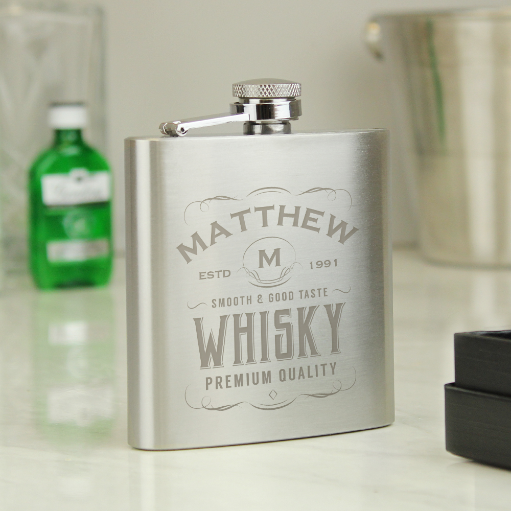 Personalised Whisky Hip Flask with Name & Year
