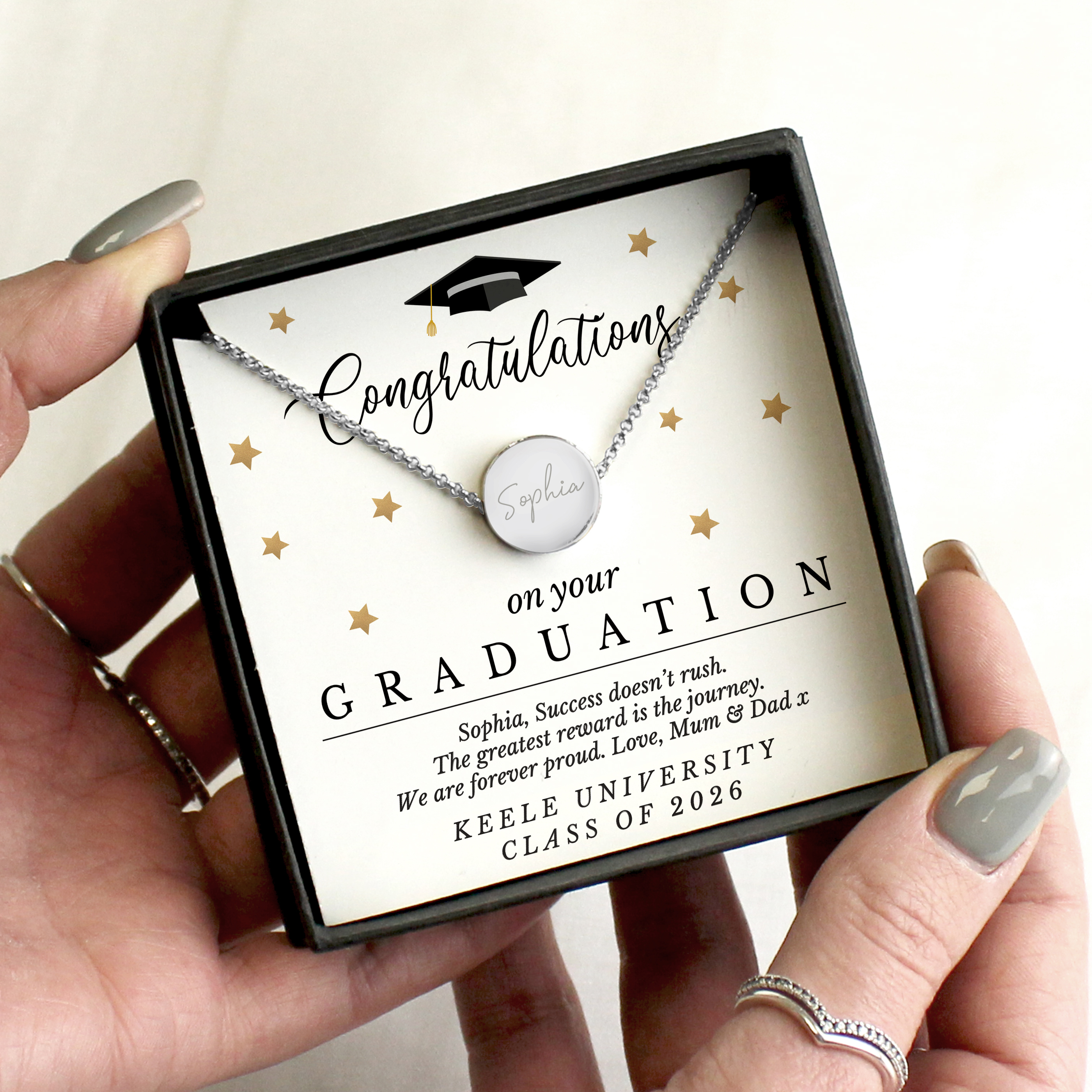 Personalised Graduation Necklace & Sentiment Box