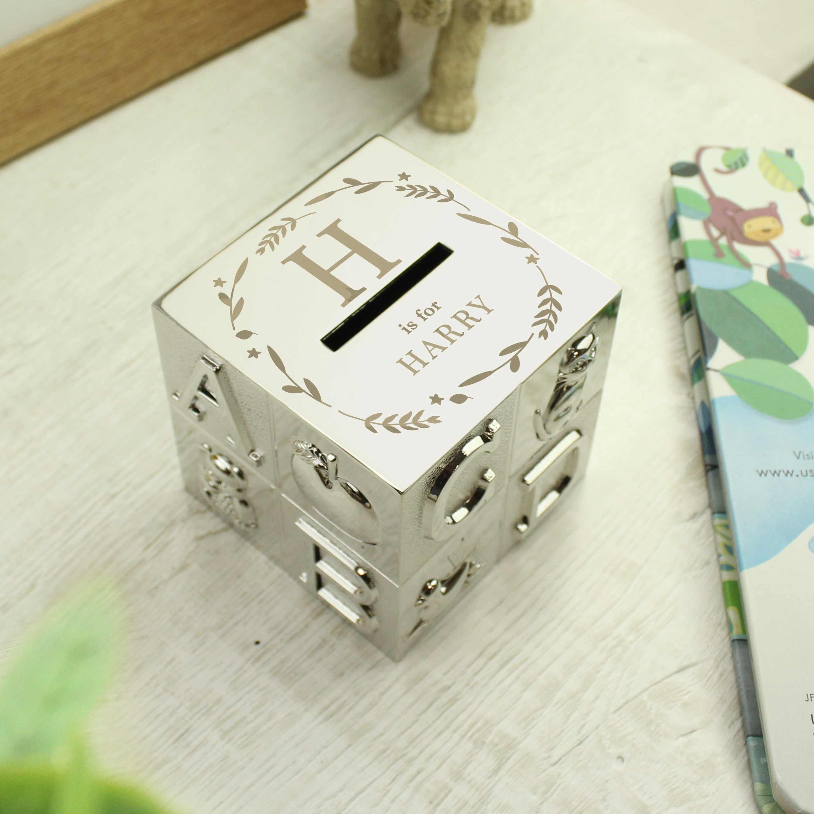 Personalised Initial ABC Money Box | Custom Name Ceramic Piggy Bank