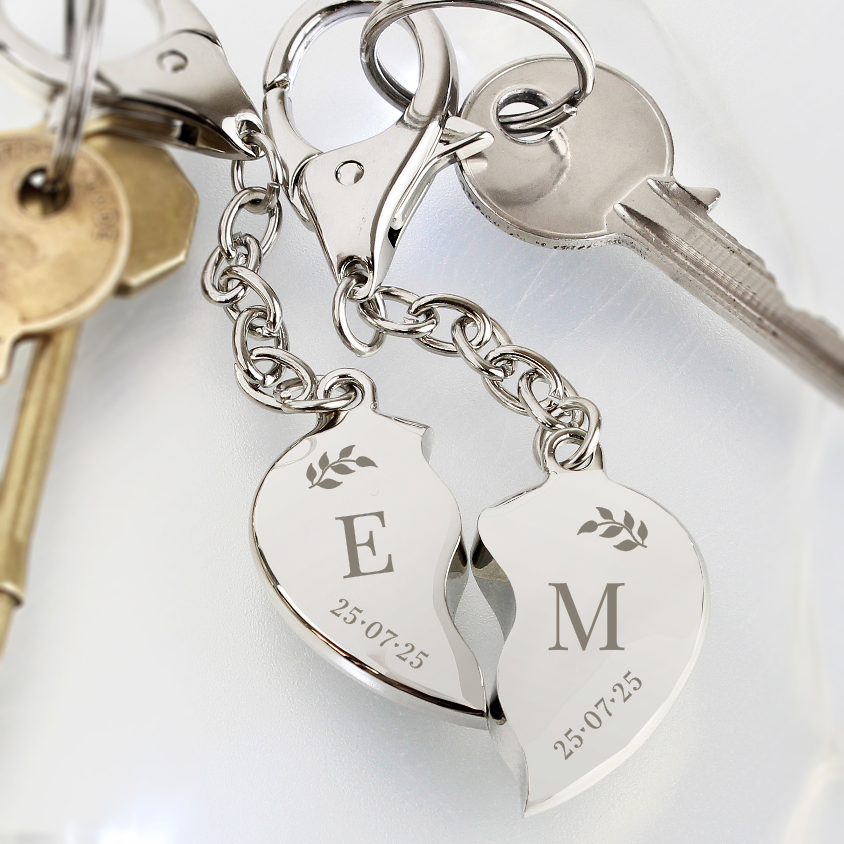 Personalised Couple Keyring | Two Hearts Wedding Anniversary Gift