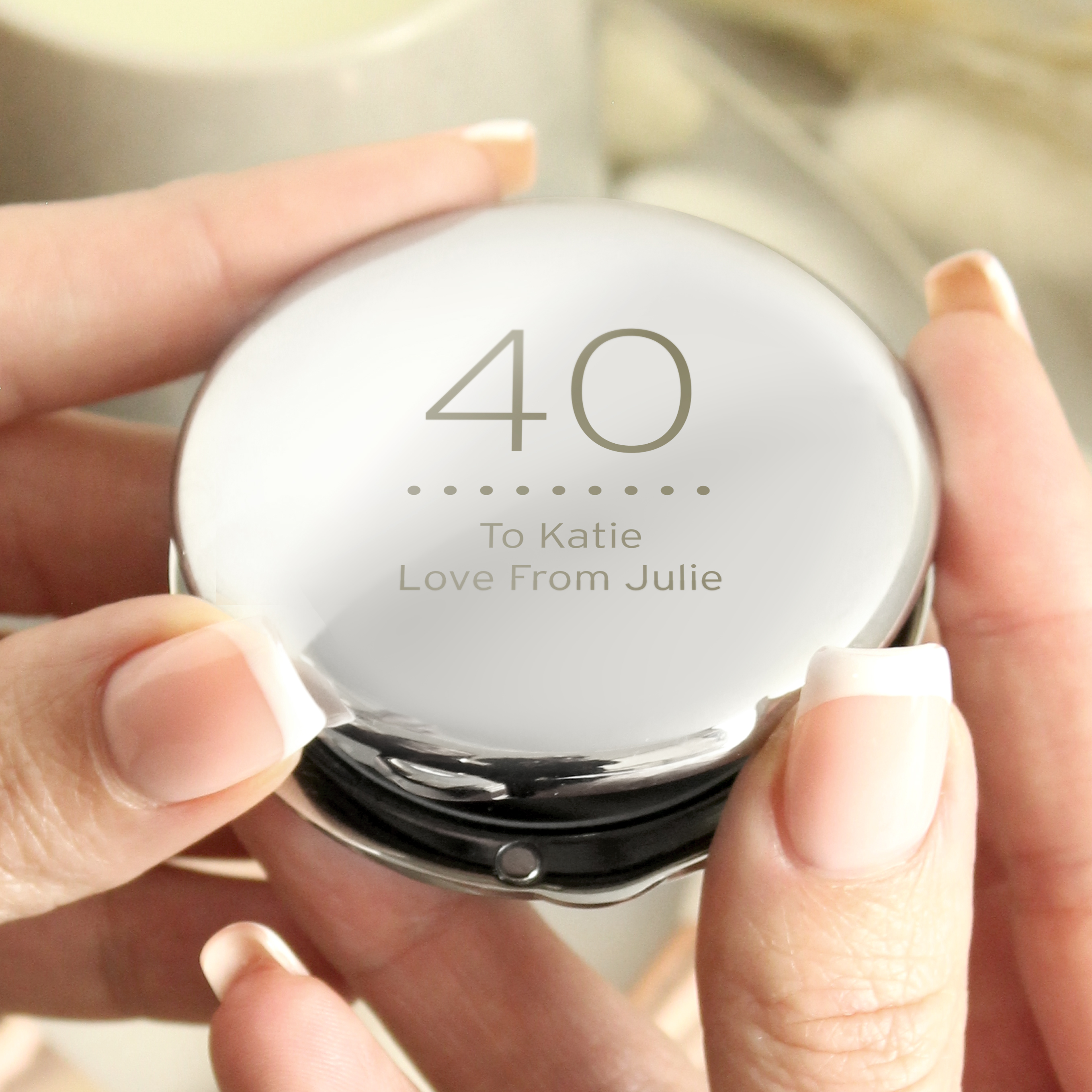 Personalised Birthday Big Age Compact Mirror | Custom Engraved Gift