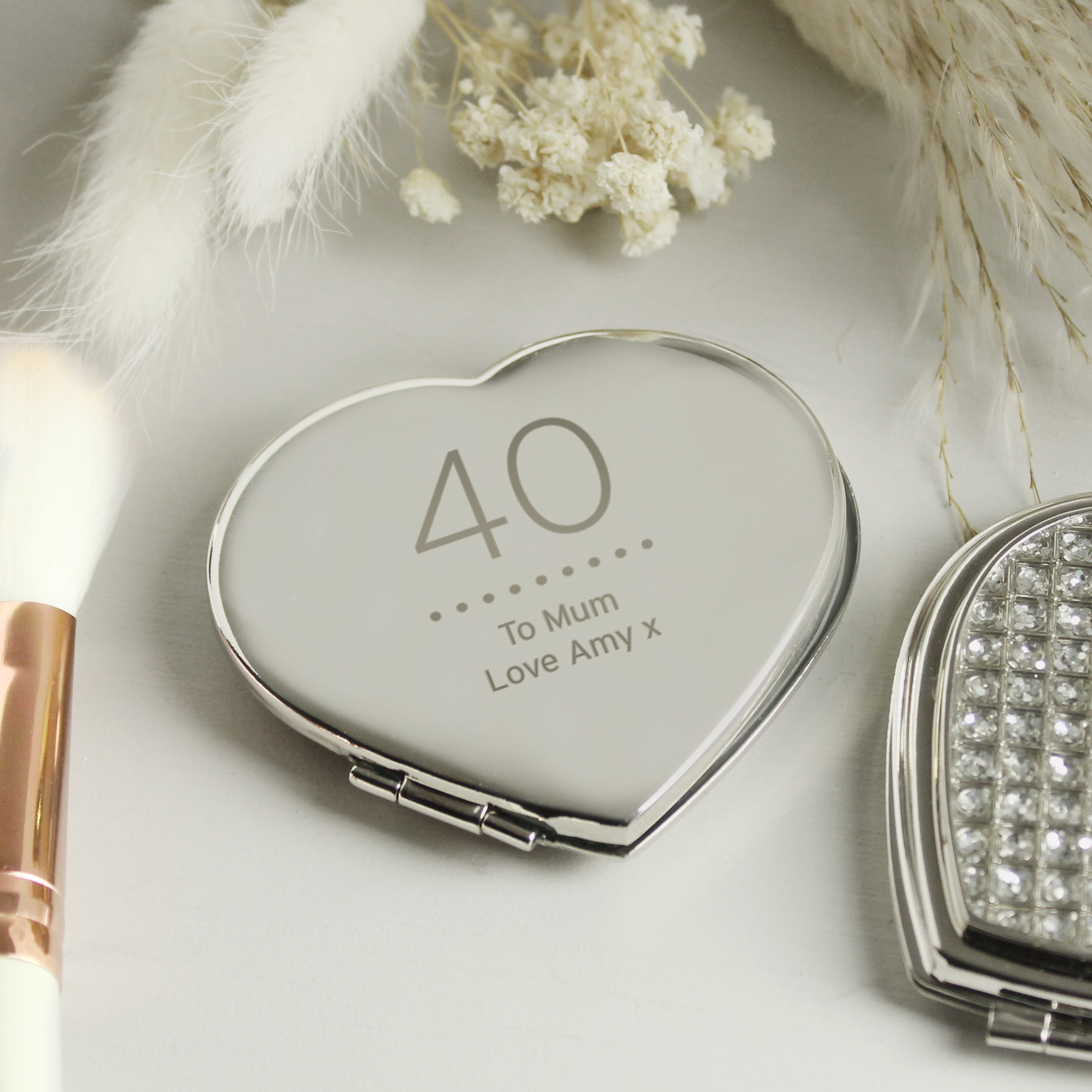 Personalised Birthday Big Age Diamante Compact Mirror | Custom Gift