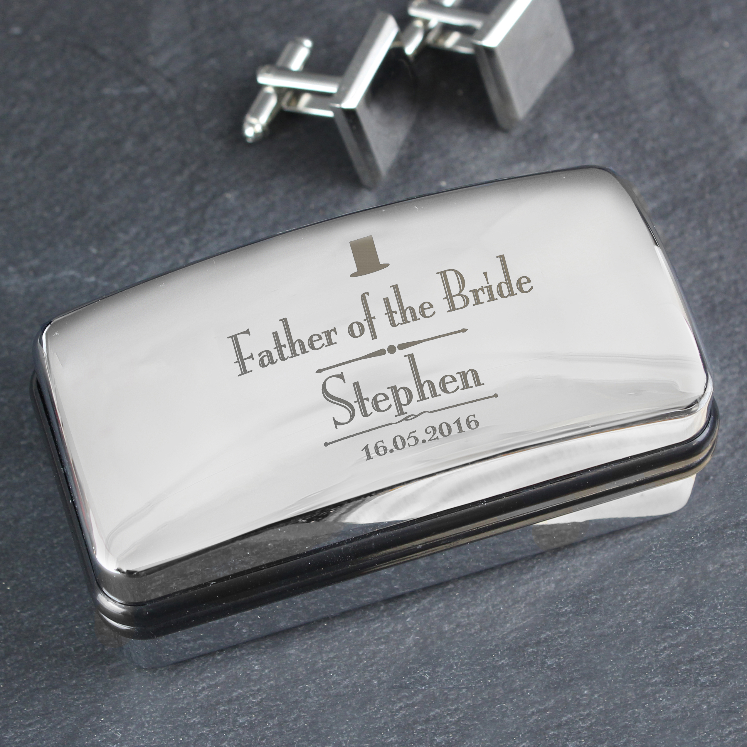 Personalised Father of the Bride Cufflink Box - Wedding Keepsake