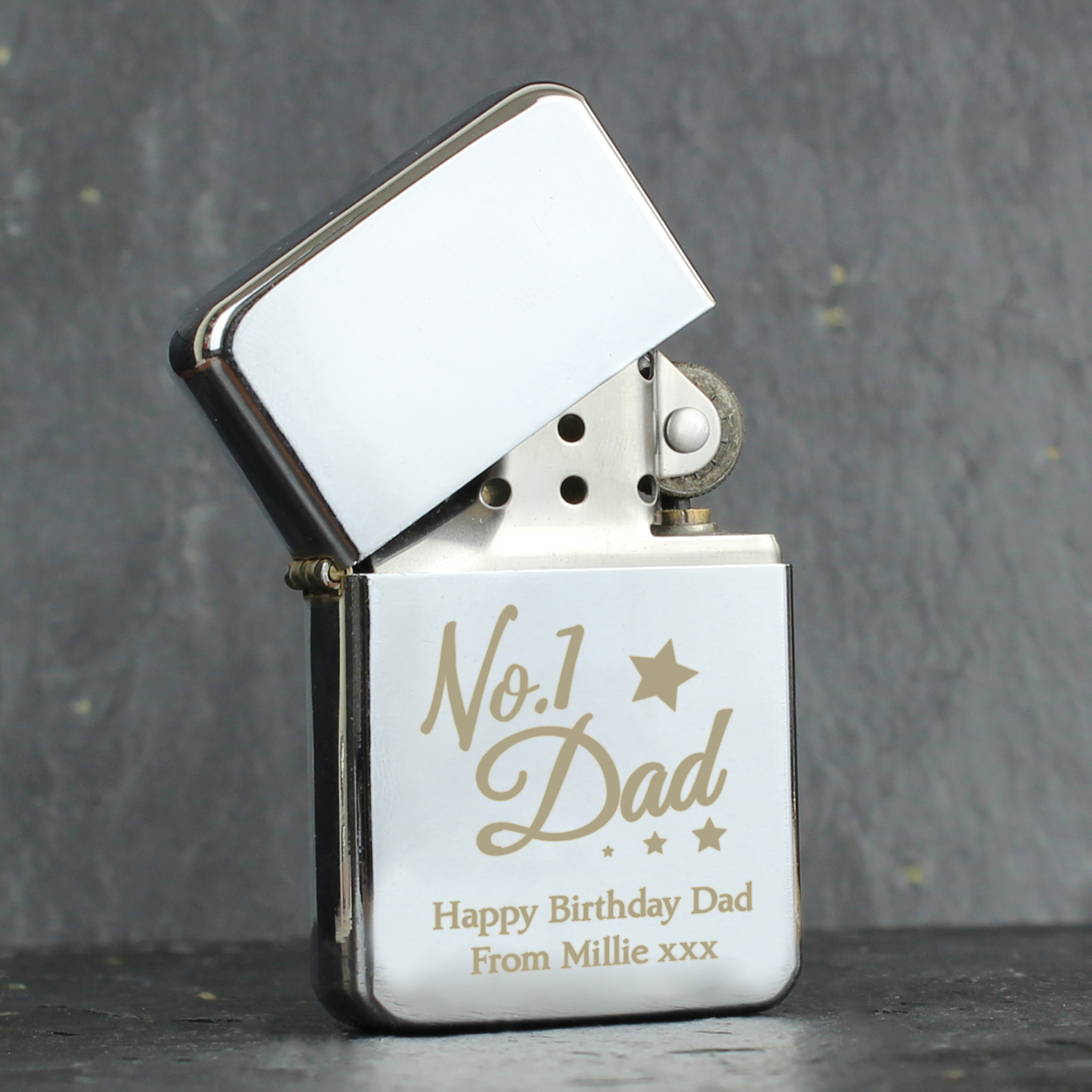 Personalised No.1 Dad Silver Lighter | Custom Gift