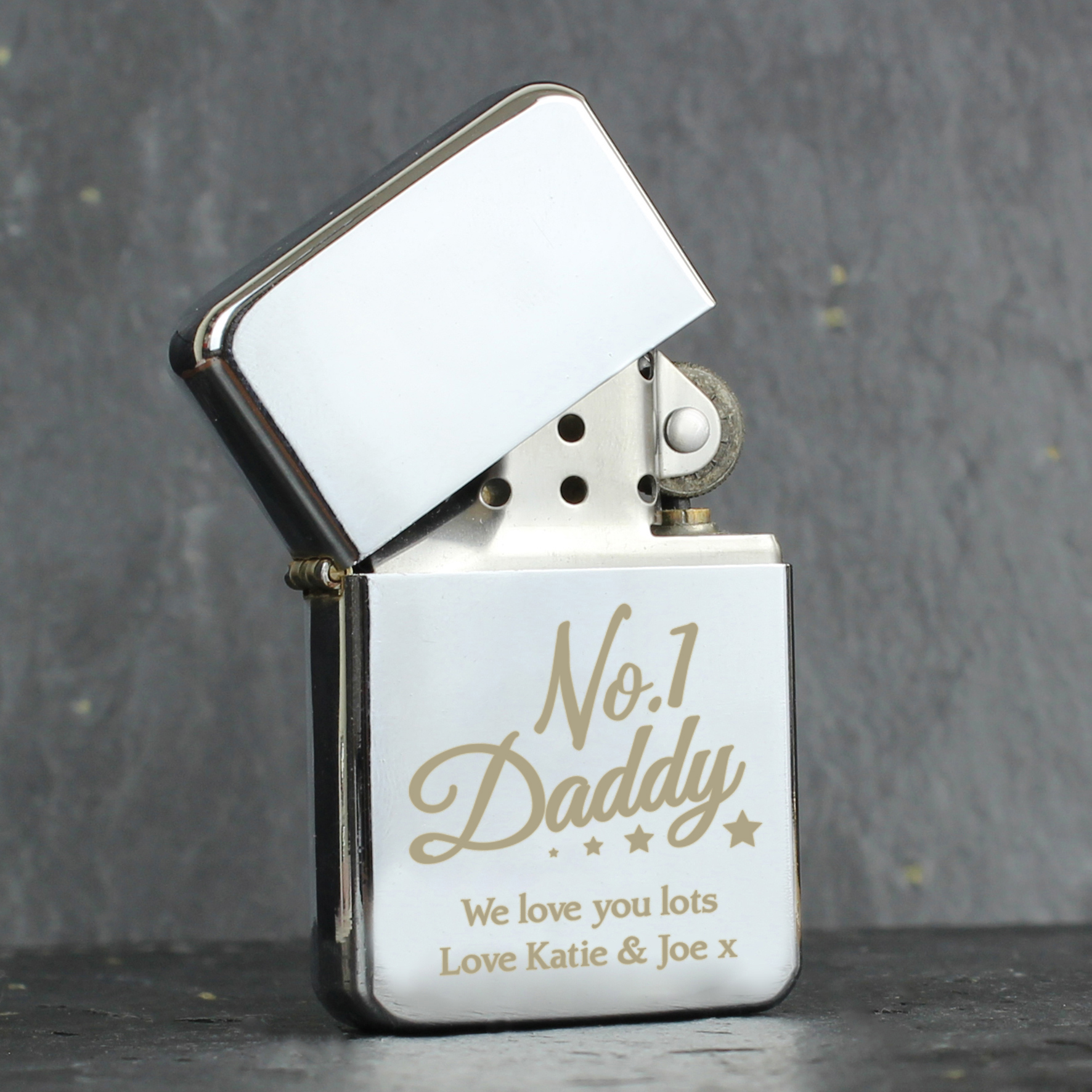 Personalised No.1 Daddy Silver Lighter | Unique Gift