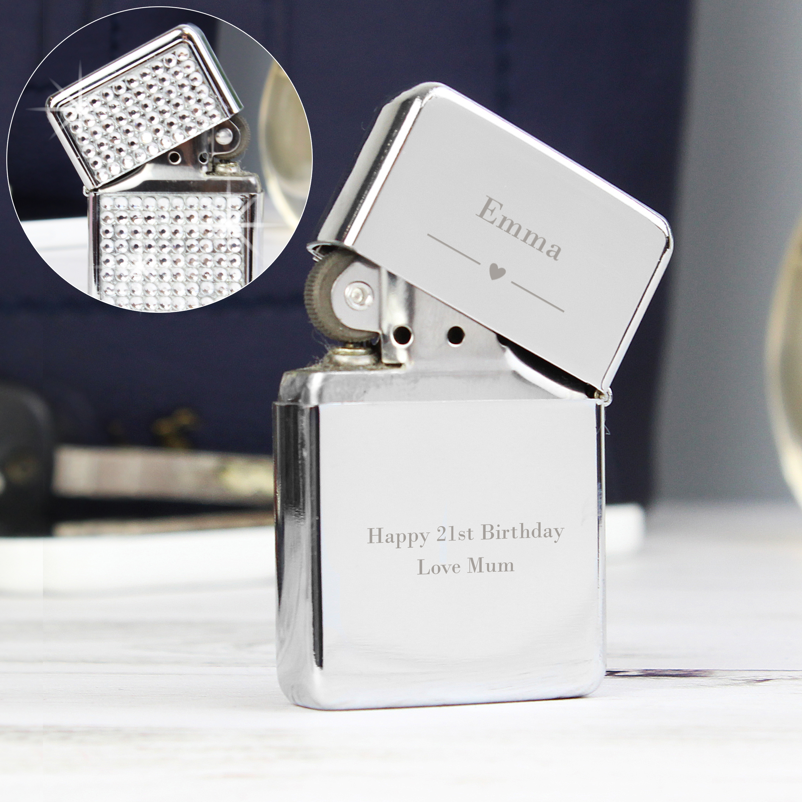 Personalised Decorative Heart Diamante Lighter | Custom Gift