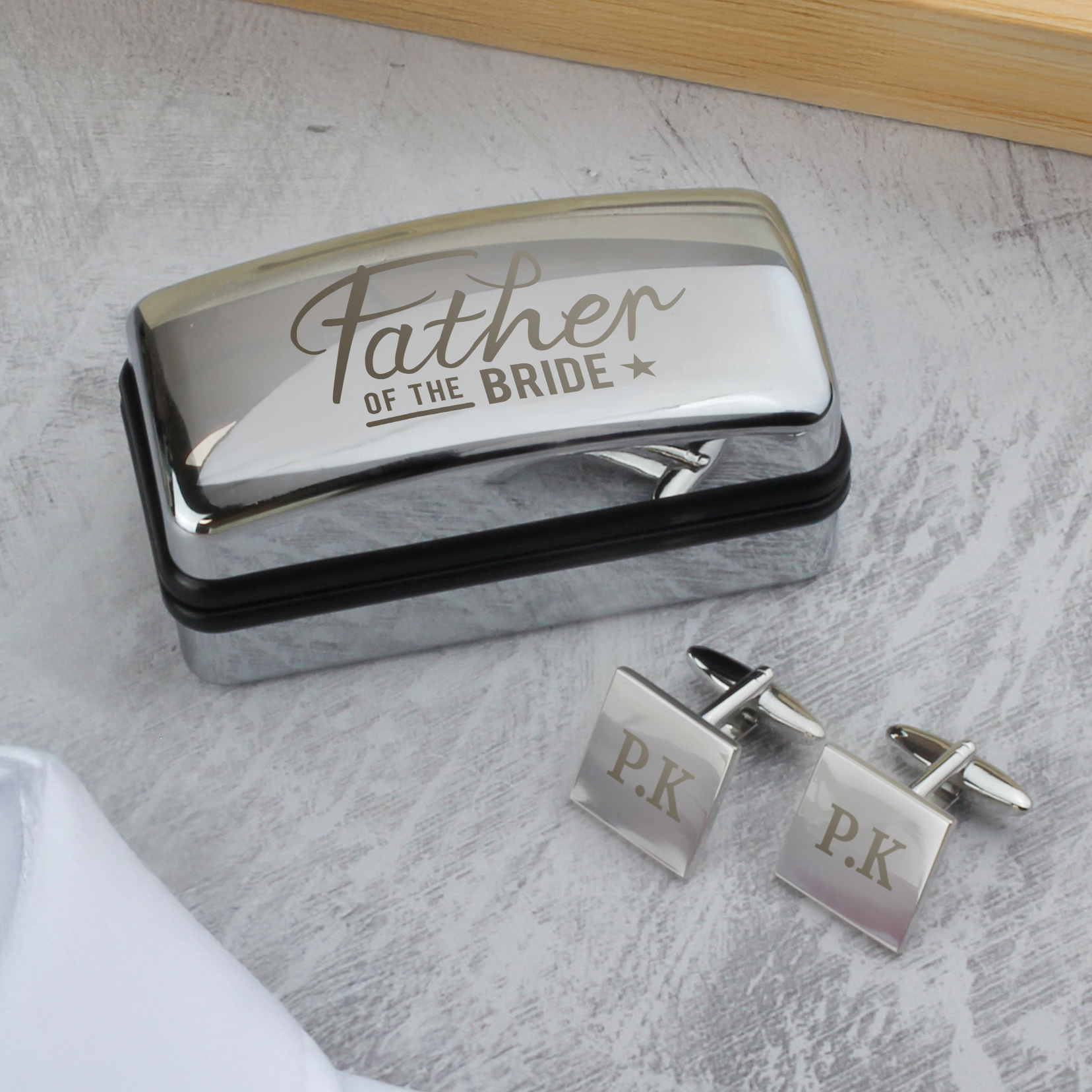 Personalised Father of the Bride Cufflinks & Engraved Box