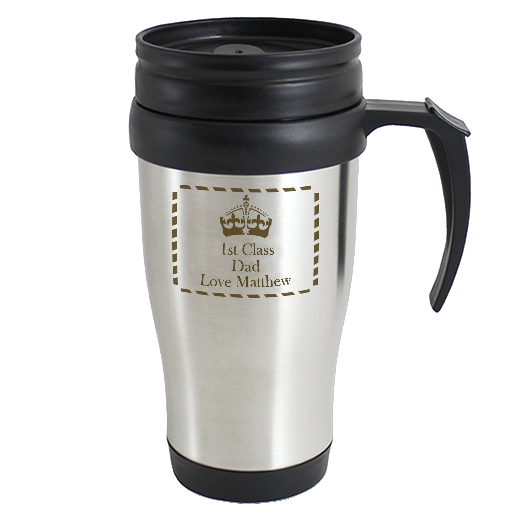 Personalised Crown Thermal Travel Mug | Custom Message
